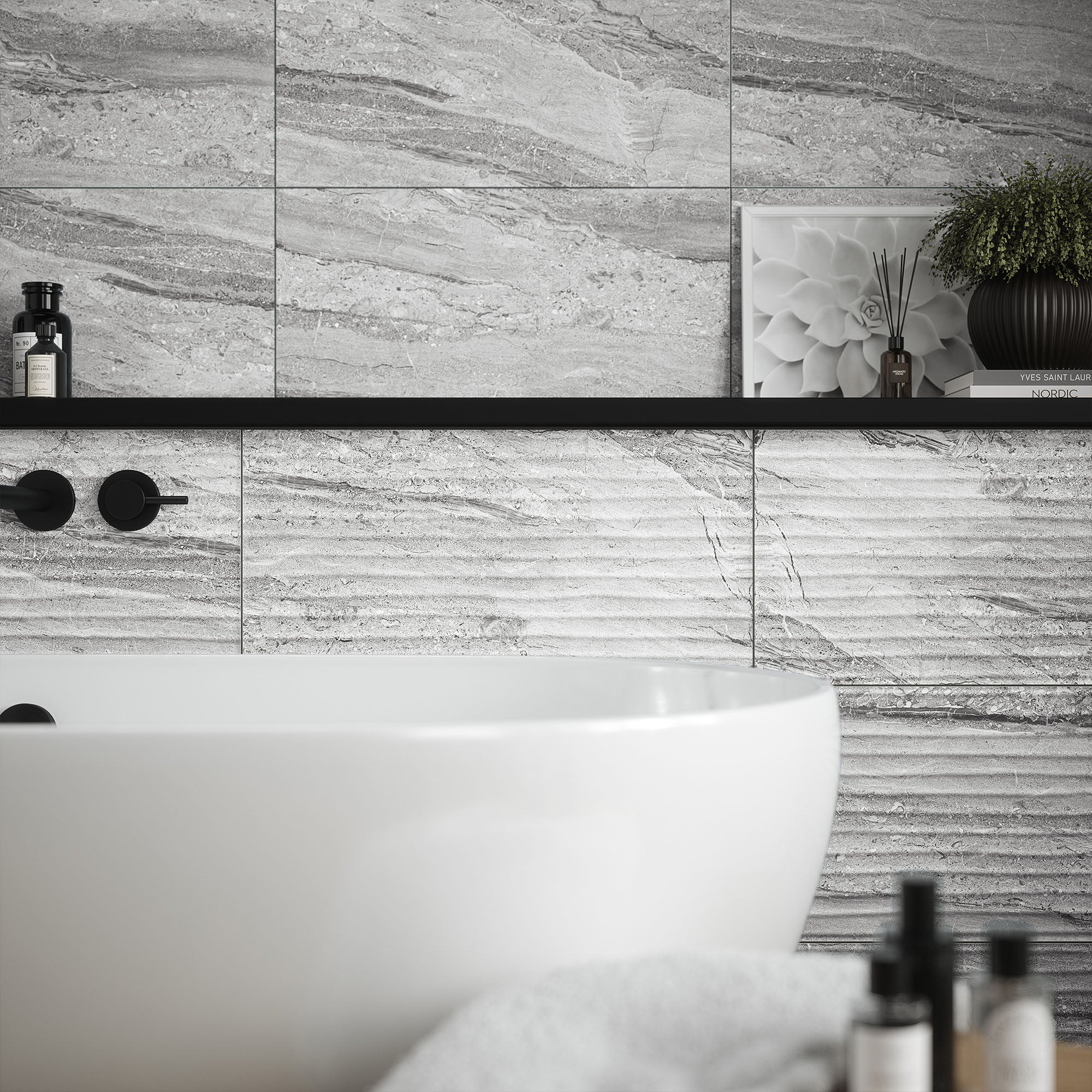 Grey Matt - Arden Textured Ceramic Wall Tile - Image 3