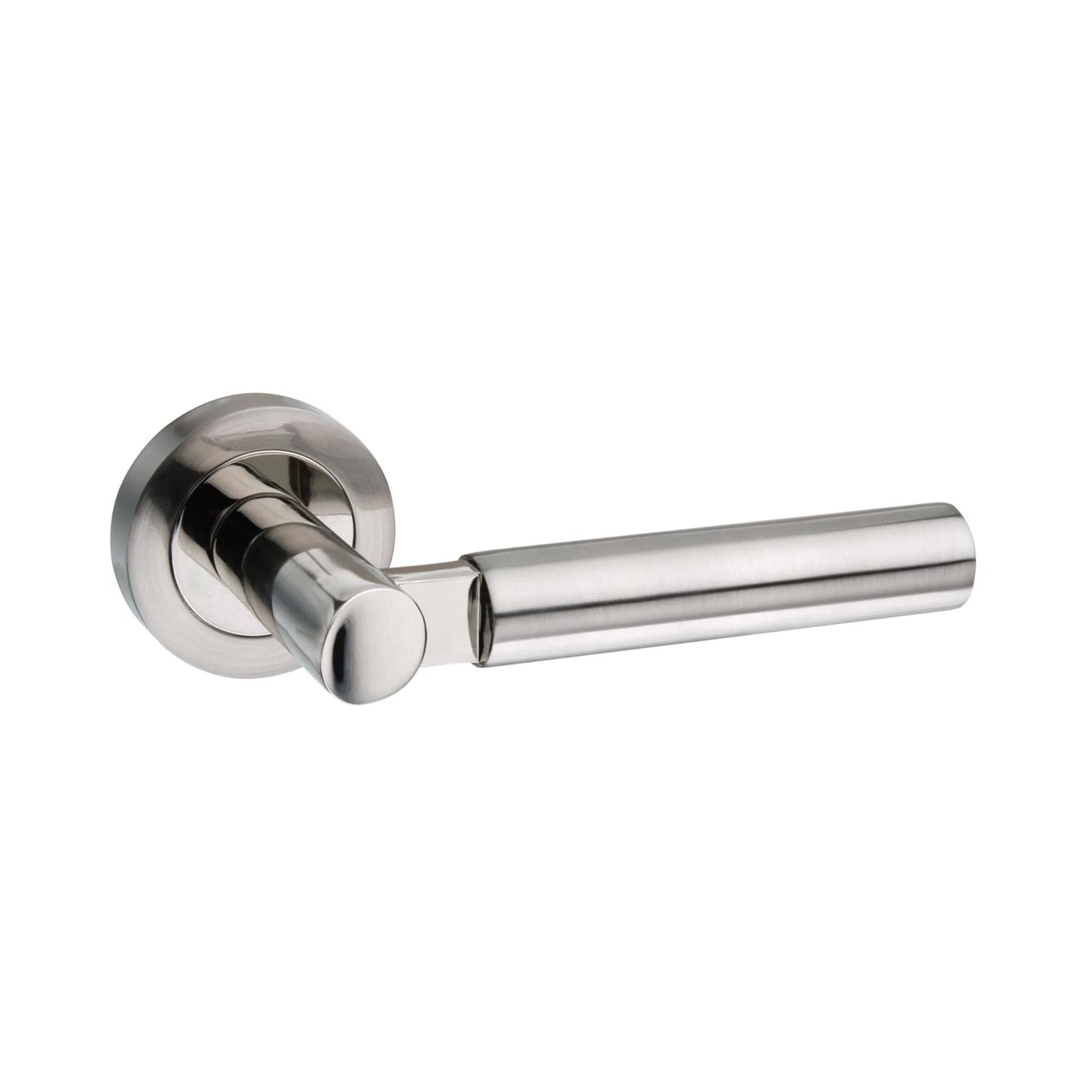 Mediterranean Palermo Round Lever Door Handle - Satin Nickel and Polished Nickel