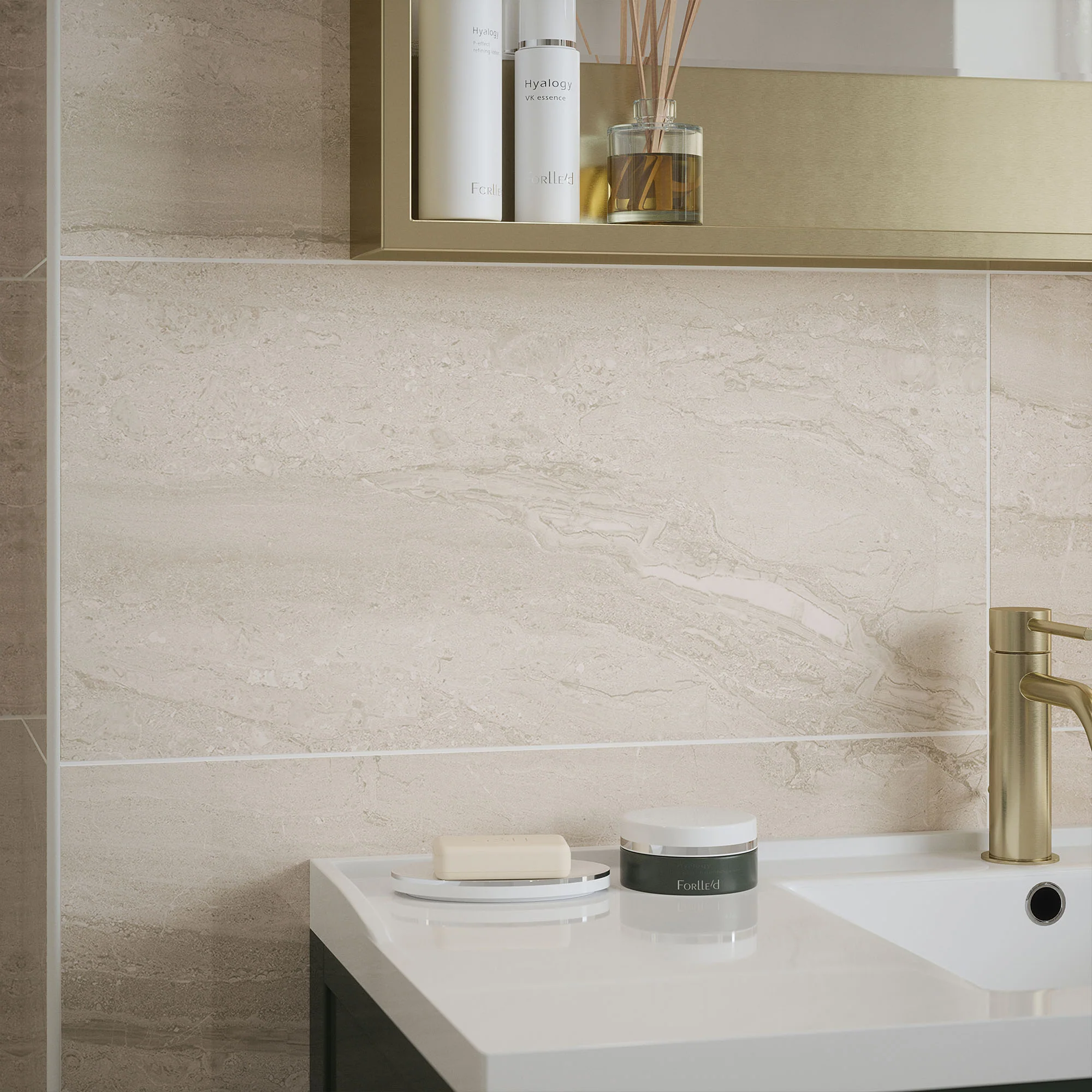 Beige - Arden 8.3mm Gloss Tile Sample (P12882) - Image 2