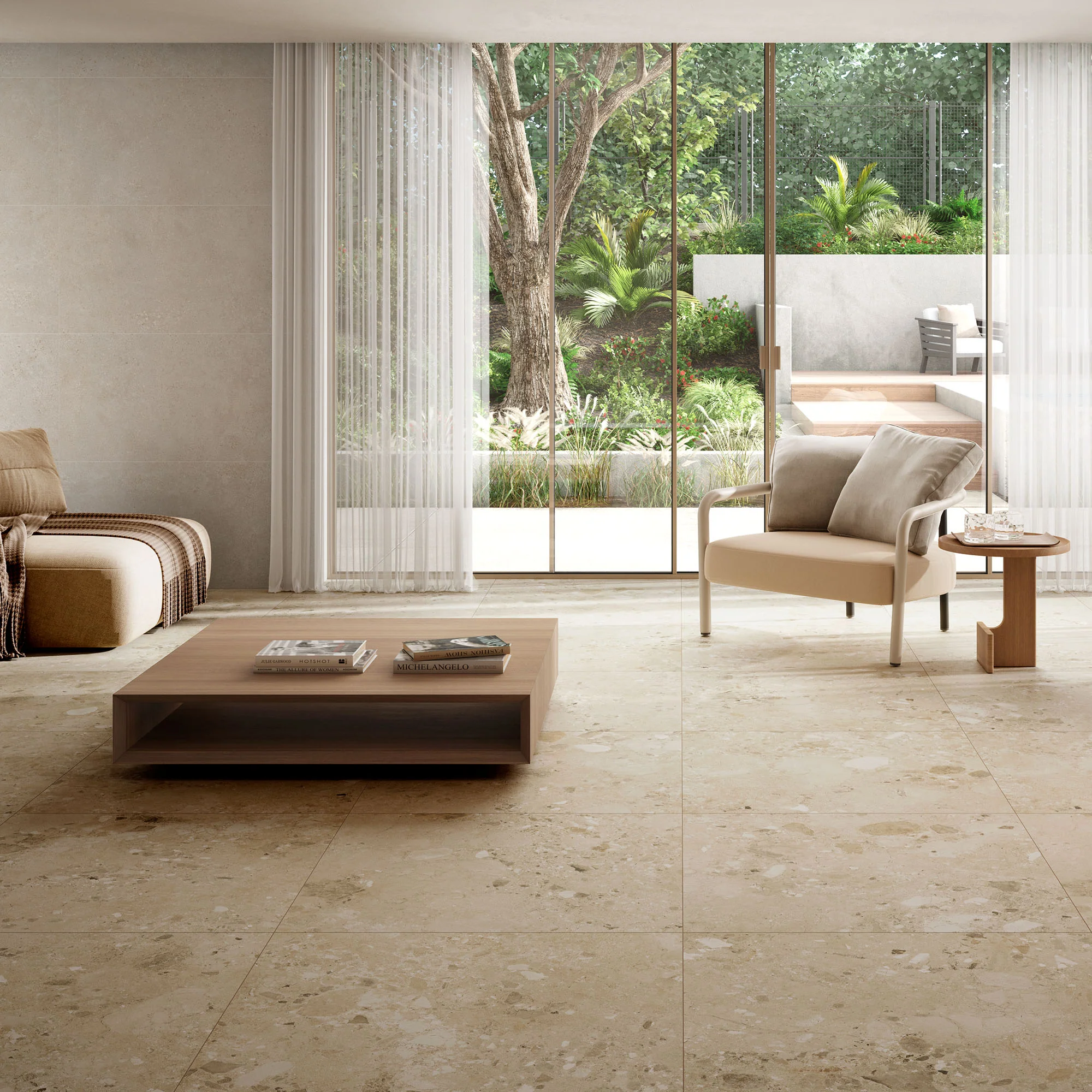 Beige - Terazzia 9mm Matt Tile Sample (P14816) - Image 5