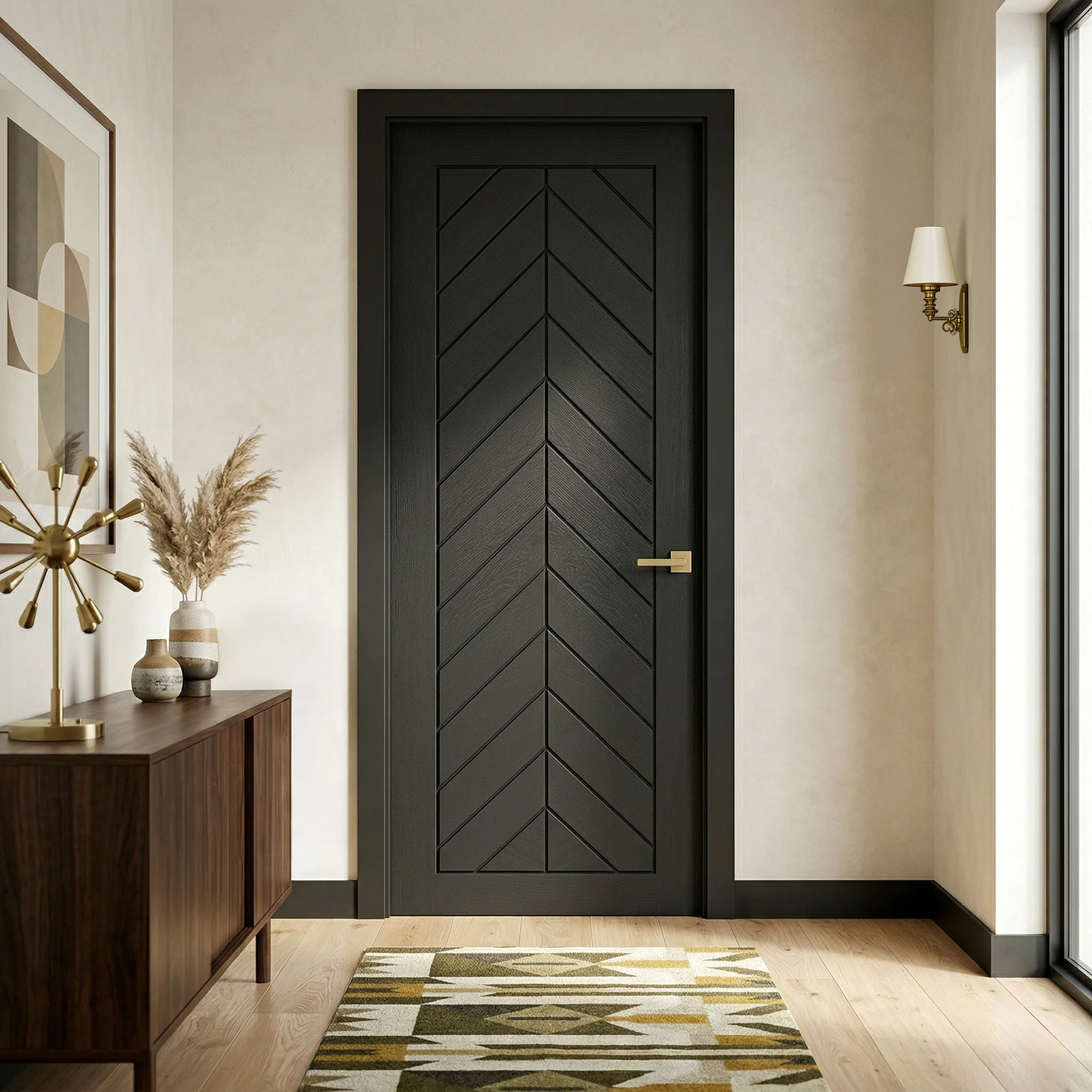 Black Internal Fully Finished Oak Chevron Door