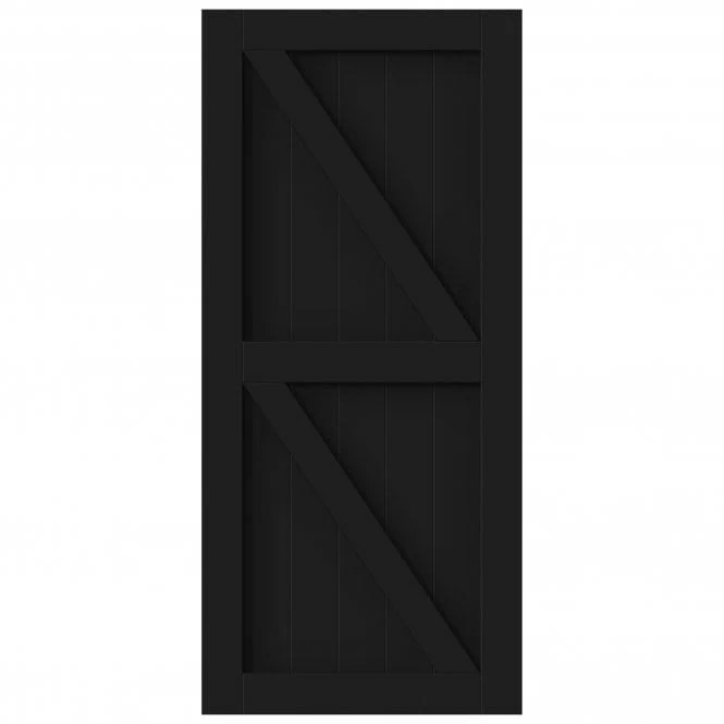 Black Internal Primed Z Brace Sliding Barn Door - Black Face Mounted - Image 3