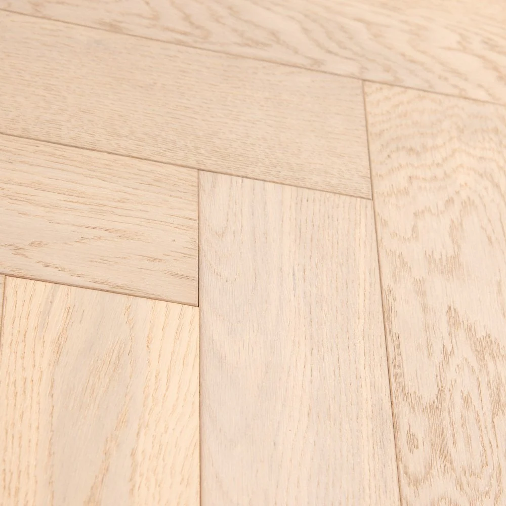Brushed White Oak - Herringbone 14mm UV Oiled Engineered Real Wood Flooring - Image 3