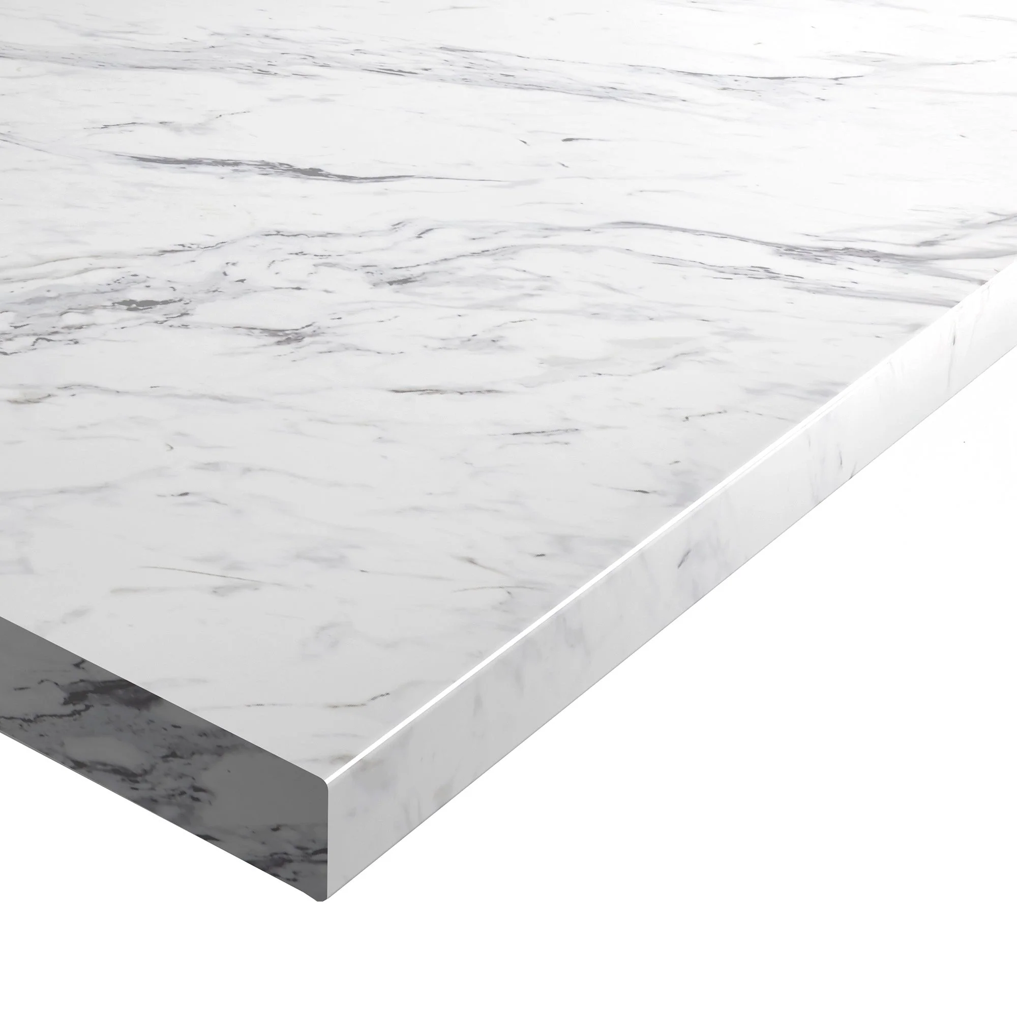 Calacutta Marble - Rounded Edge Laminate Worktop 3000mm x 600mm x 38mm - Image 3
