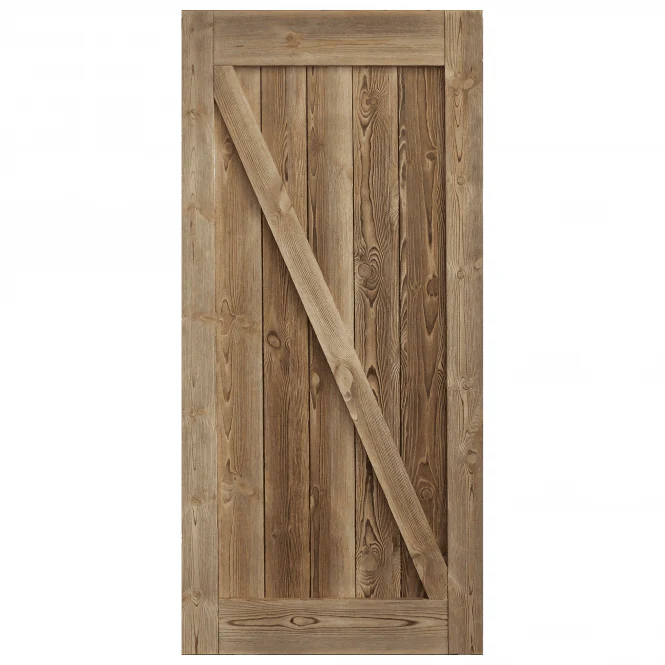 Carbonised Internal Pine 1 Panel Brace Sliding Barn Door - Black Face Mounted - Image 3