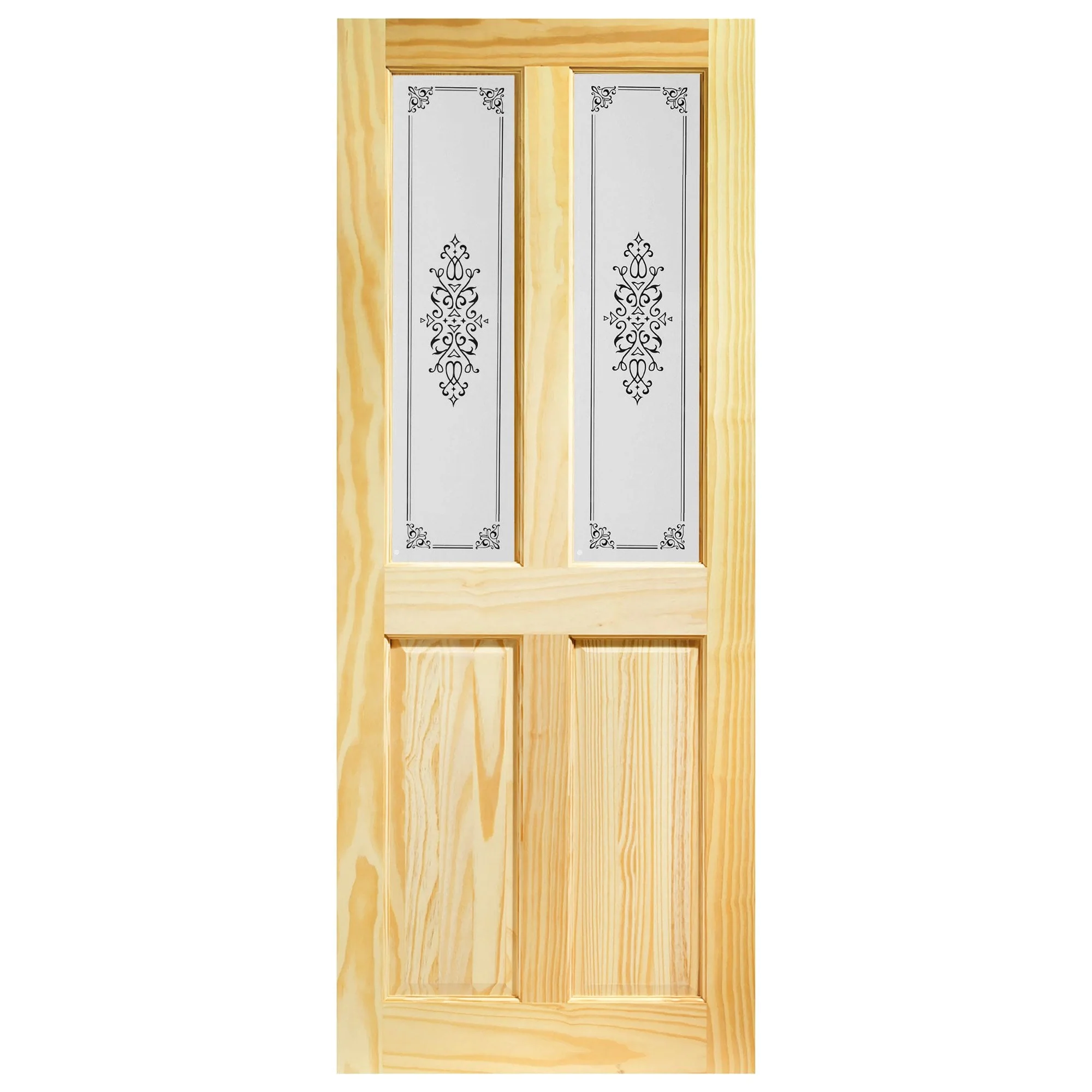 Clear Pine Internal Unfinished Malton 2 Panel 2 Light Campion Glass Door - Image 3