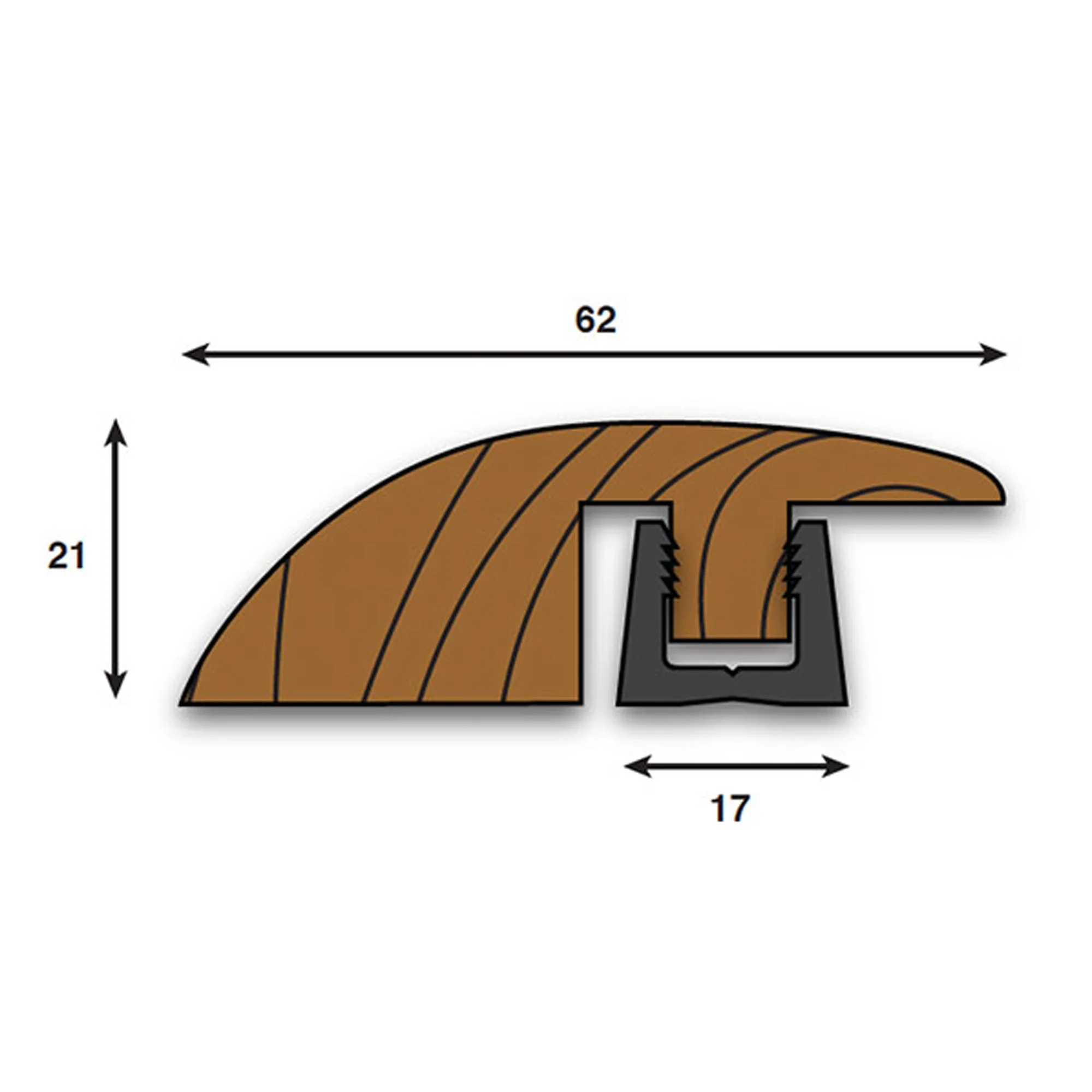 Dark Oak Ramp Adapting Profile Door Bar 990mm - Image 3
