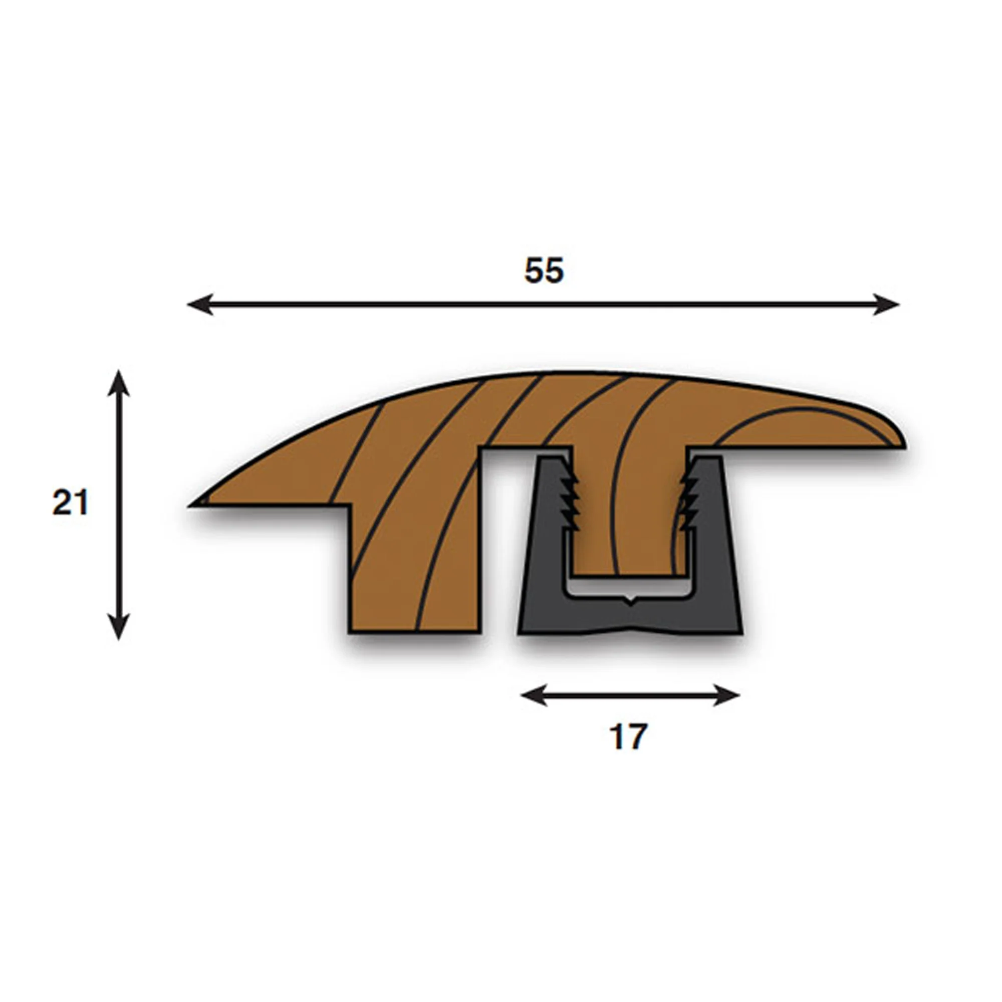Dark Oak Semi-Ramp Adapting Profile Door Bar 990mm - Image 3
