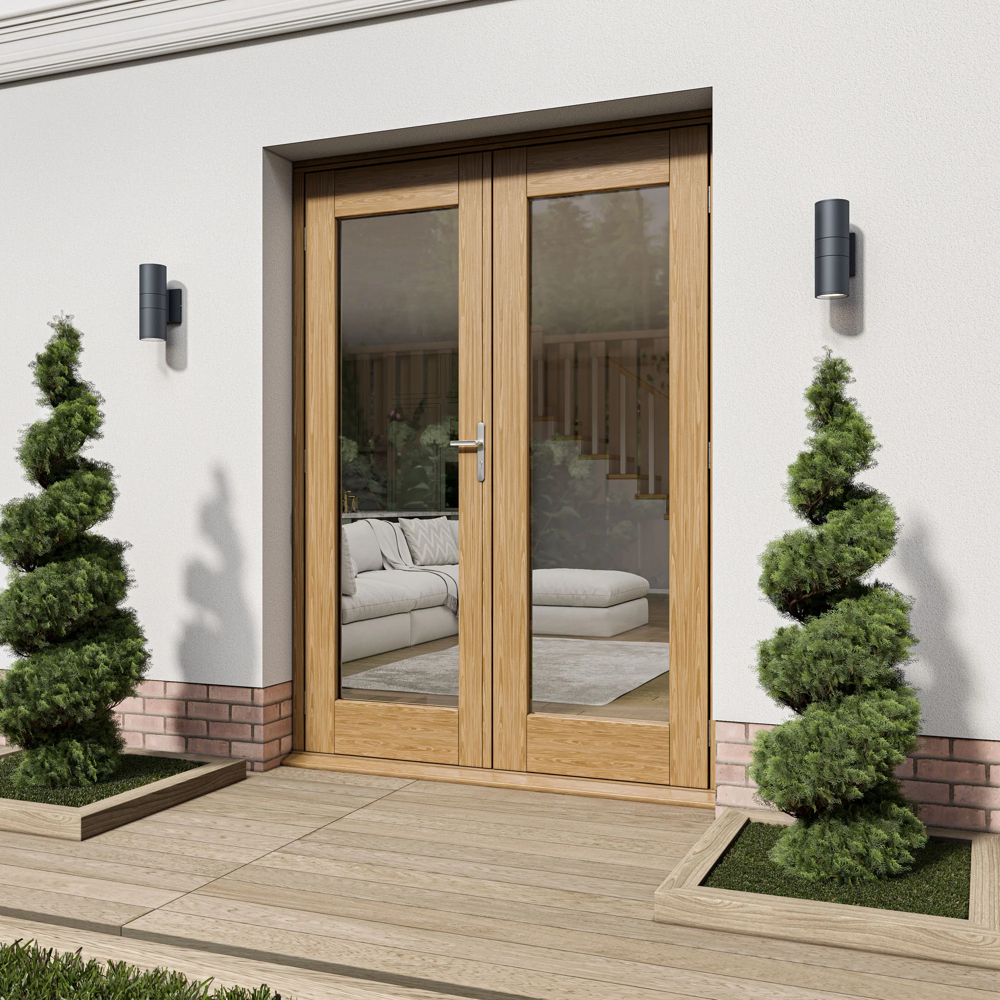 Fully Finished Oak External French Patio Door Set - Image 3