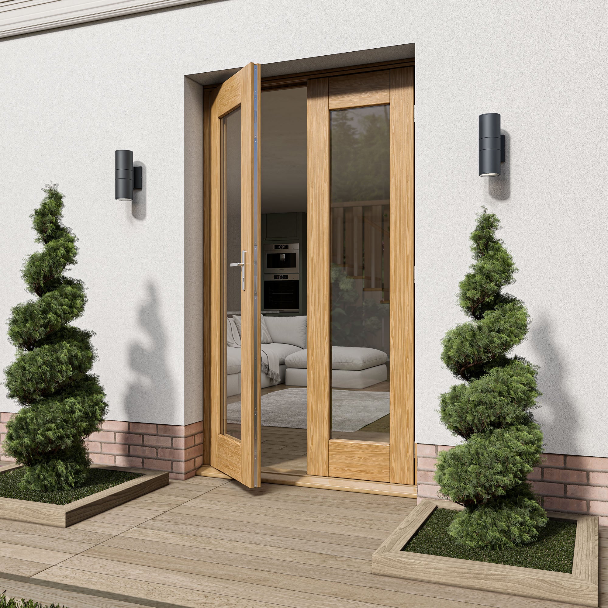 Fully Finished Oak External French Patio Door Set - Image 4