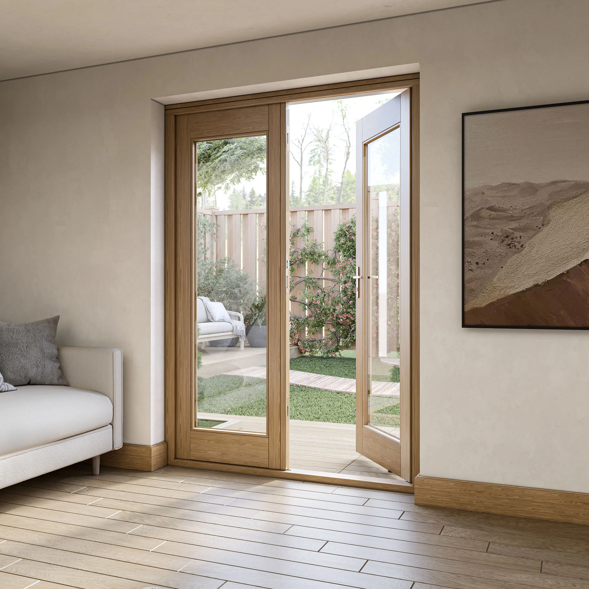 Fully Finished Oak External French Patio Door Set - Image 8