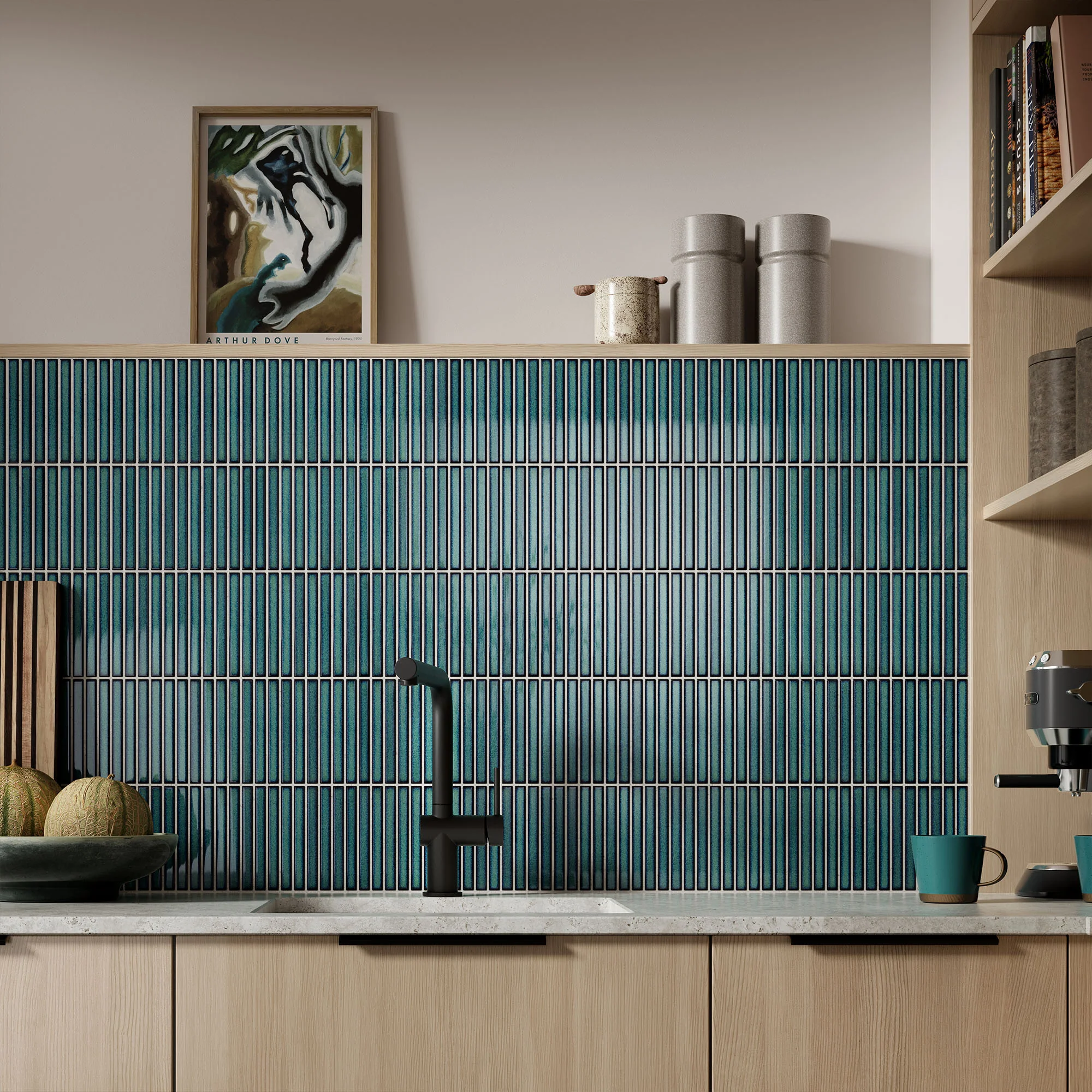 Green - Linear 8mm Gloss Tile Sample (P12900) - Image 2