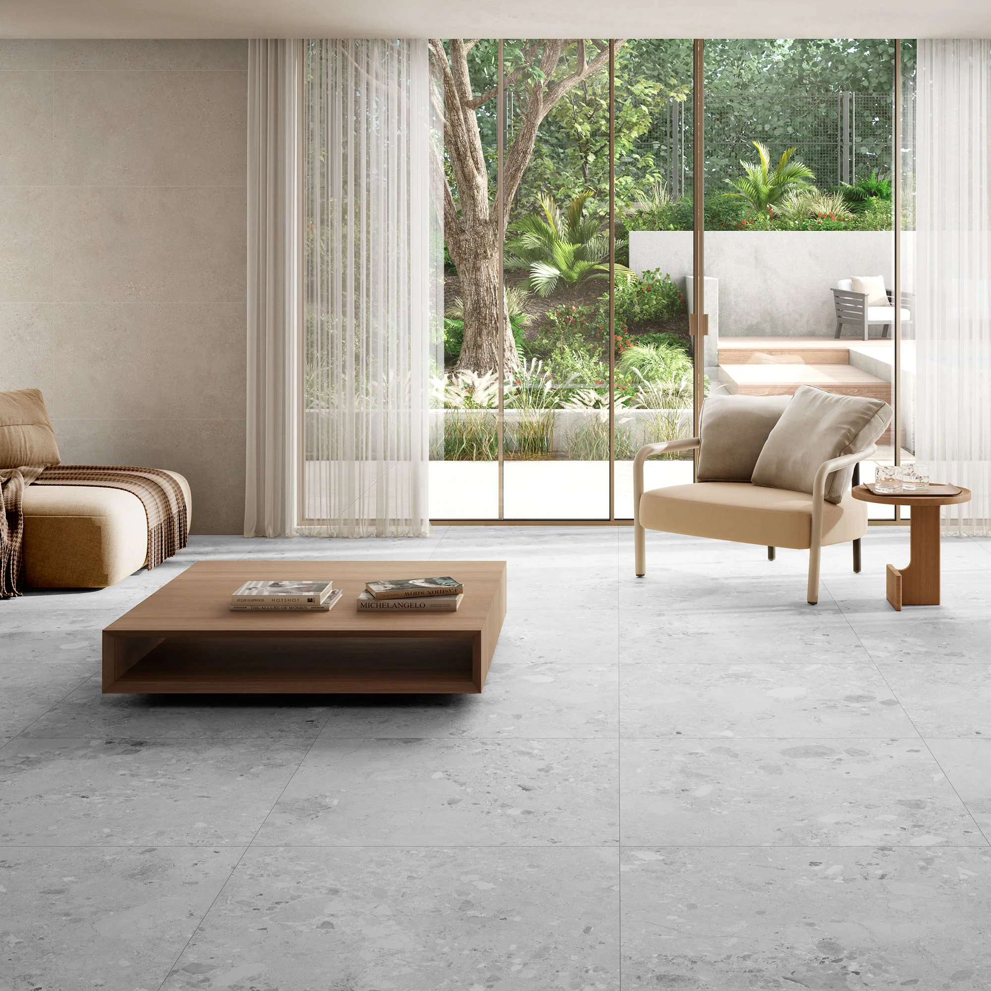 Grey - Terazzia 9mm Matt Tile Sample (P14815) - Image 2