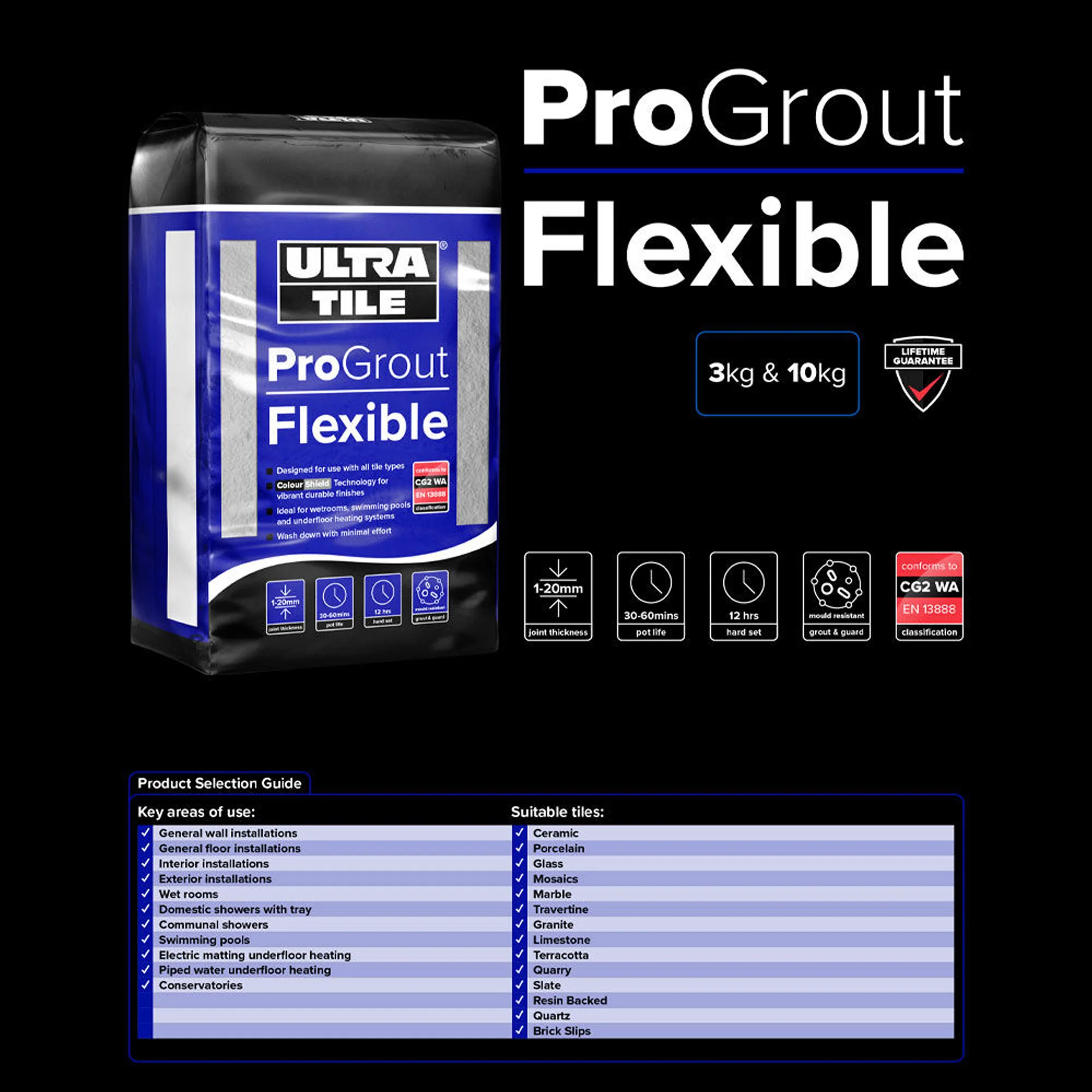 Grey - Ultra ProGrout 3kg Flexible Wall & Flooring Grout - Image 2