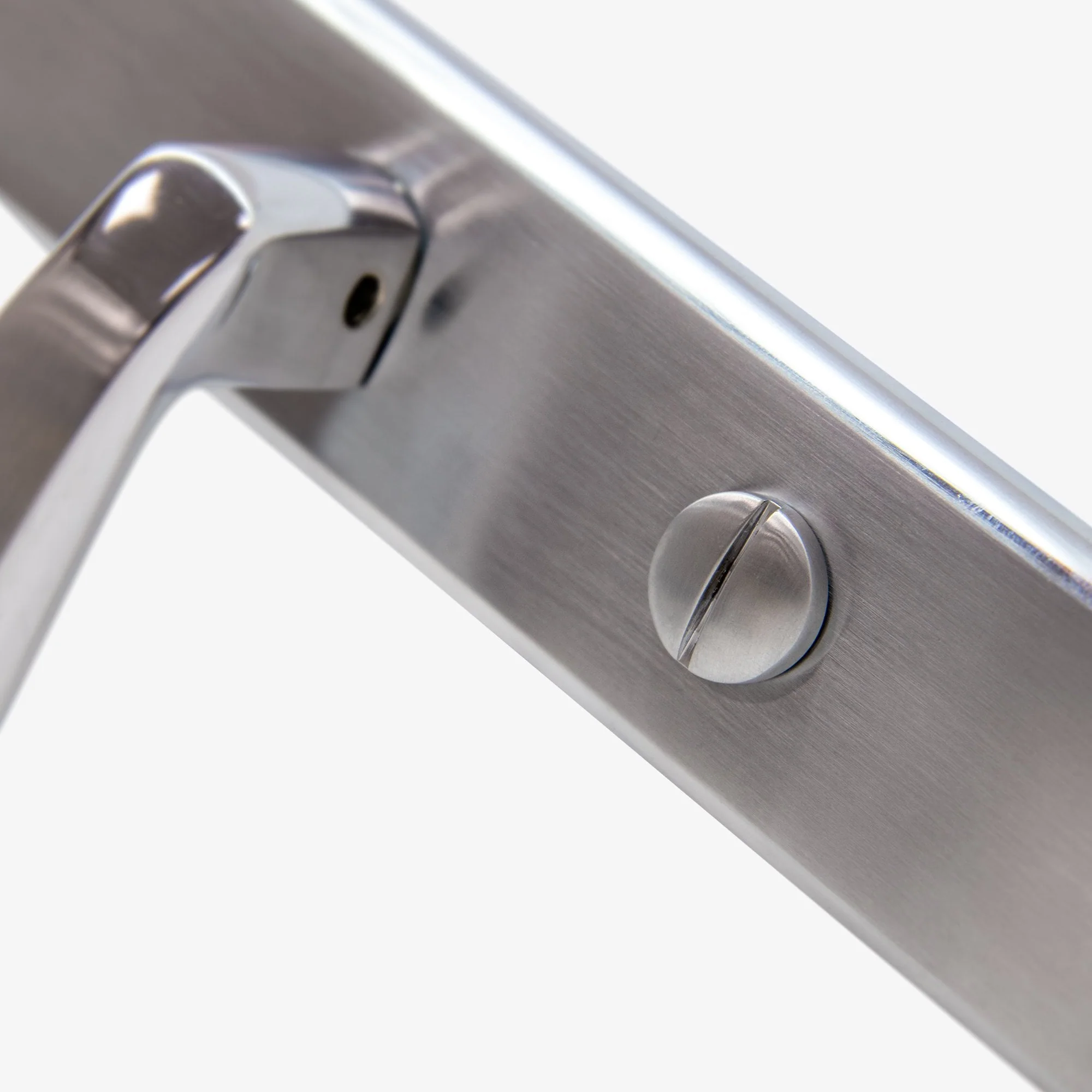 Deco Lever on Backplate Bathroom Door Handle Set - Polished Chrome / Satin Chrome - Image 3
