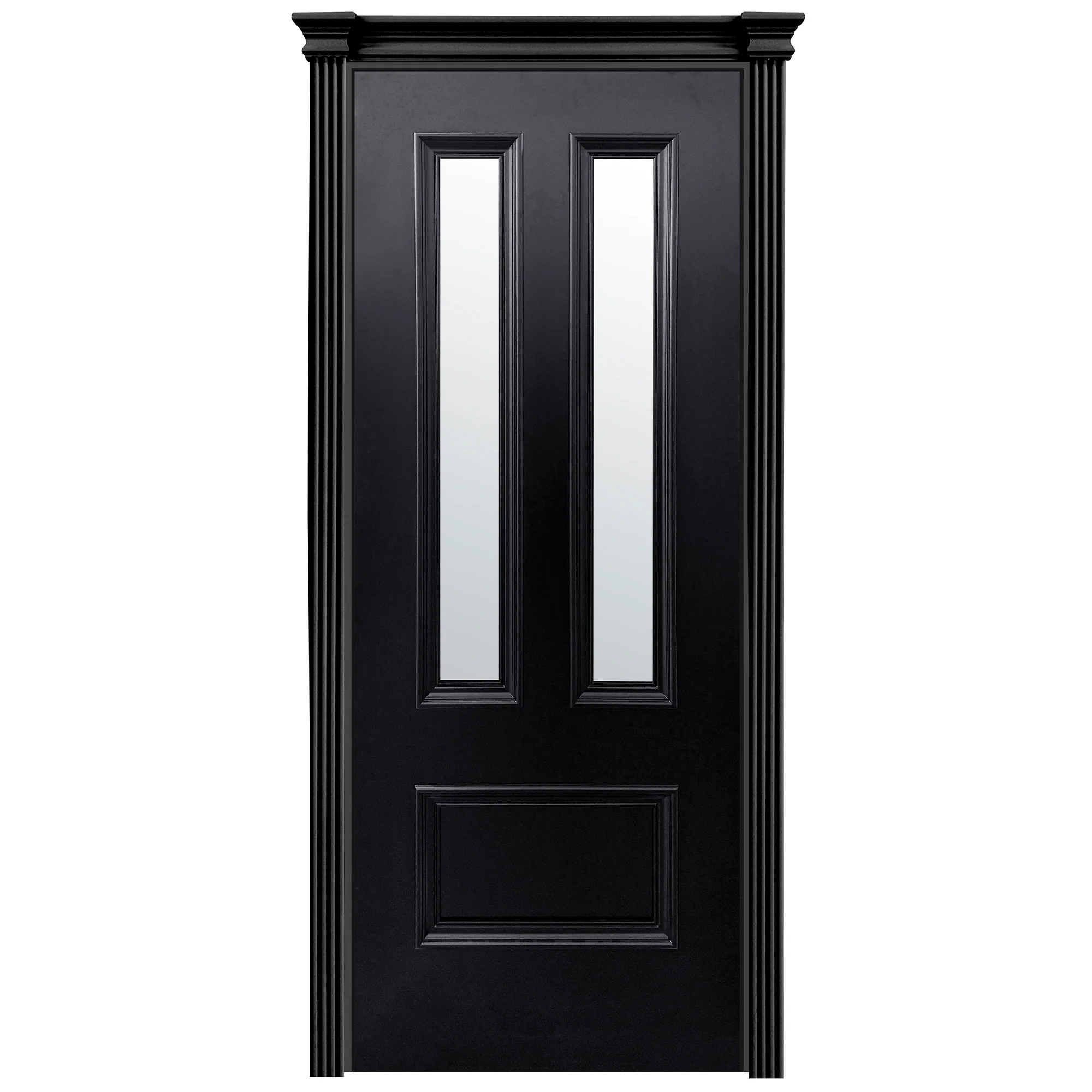 Jet Black Internal Fully Finished Clear Glass Belgravia 3 Panel Door - Image 2