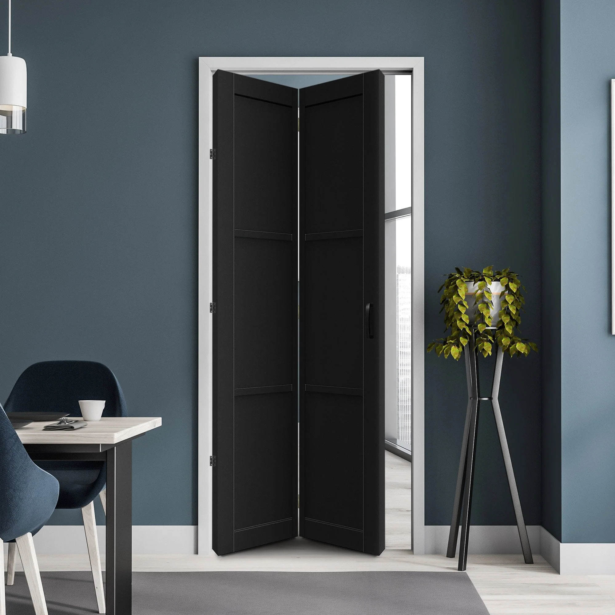 Black Internal Fully Finished Industrial 3 Panel Bi-fold Door