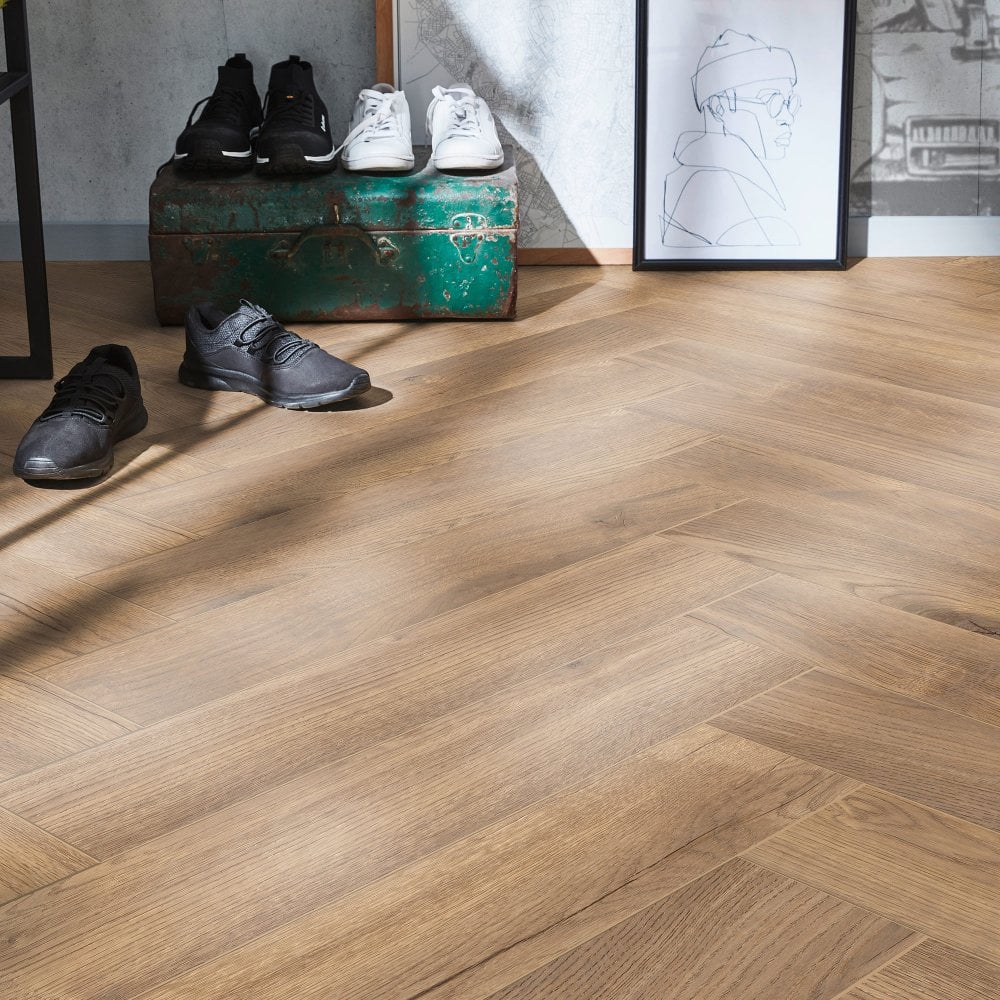 Treviso Oak - Herringbone 8mm Laminate Flooring - Image 5
