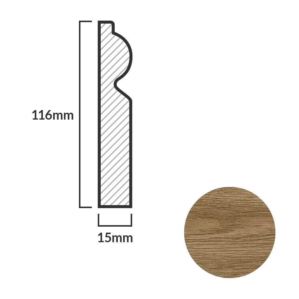 Dark oak - 2.4m Torus Laminate Skirting Board - Image 6