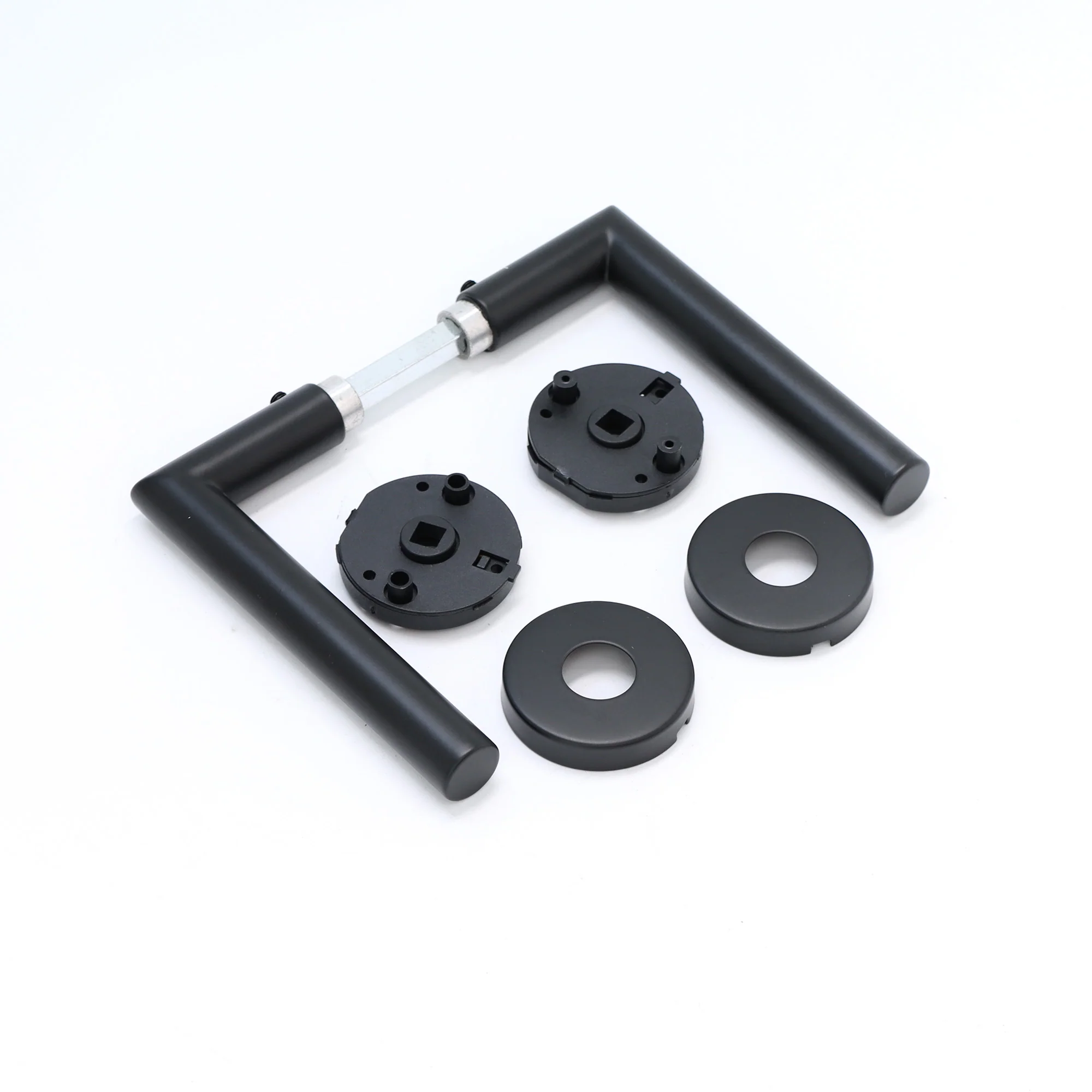 Lifestyle Alpha Lever on Round Rose Handle Set - Matt Black - Image 3