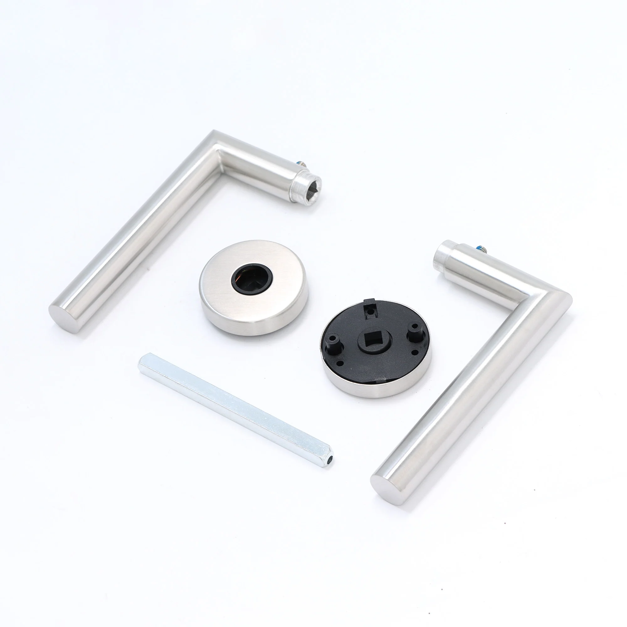 Lifestyle Alpha Lever on Round Rose Handle Set - Satin Nickel - Image 3