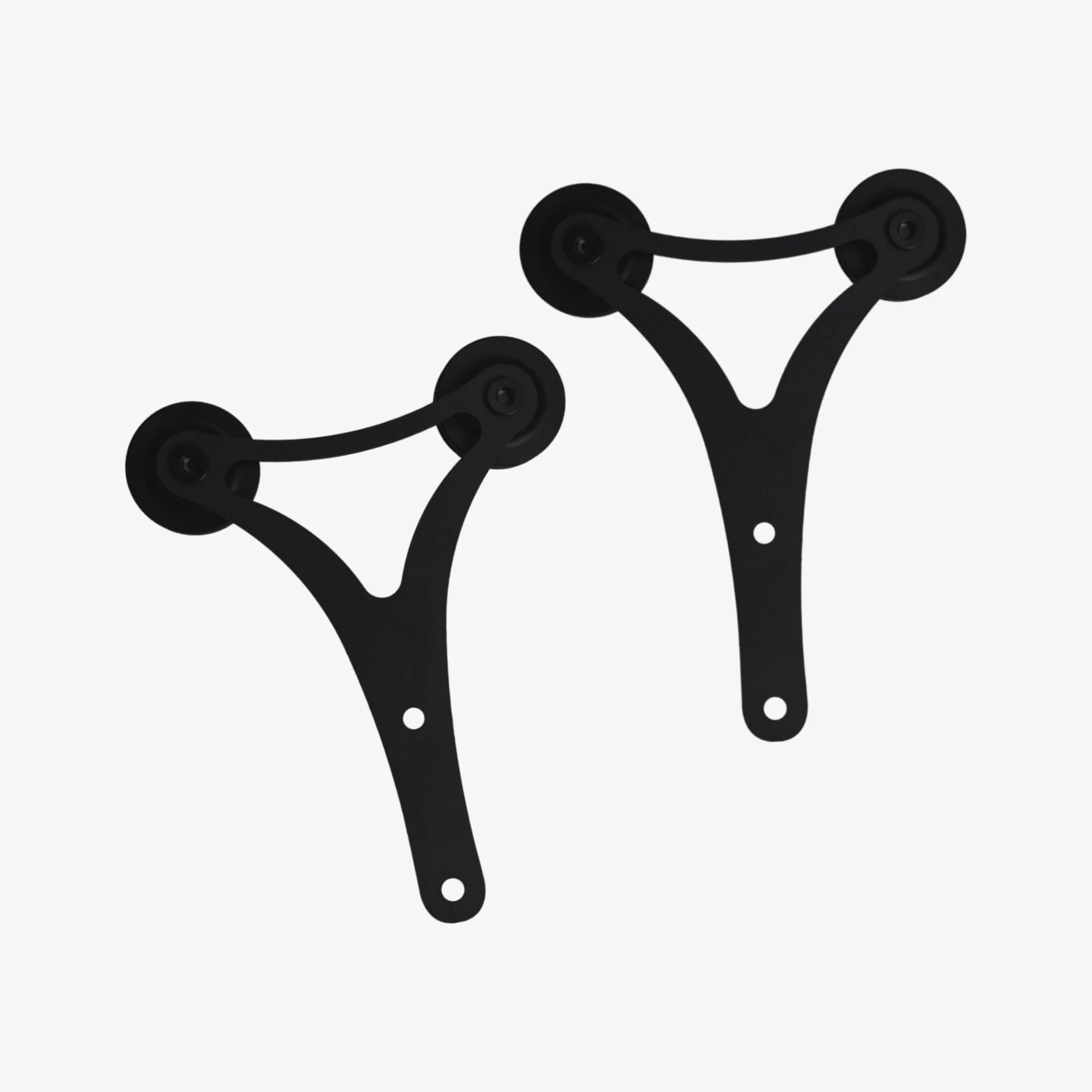 Matt Black Double Roller Sliding Barn Door Track Bracket Pair - Image 2