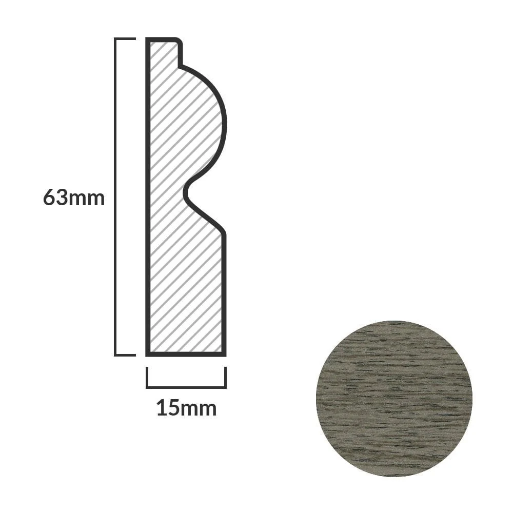 Medium Grey - 2.4m Torus Laminate Skirting Board - Image 4