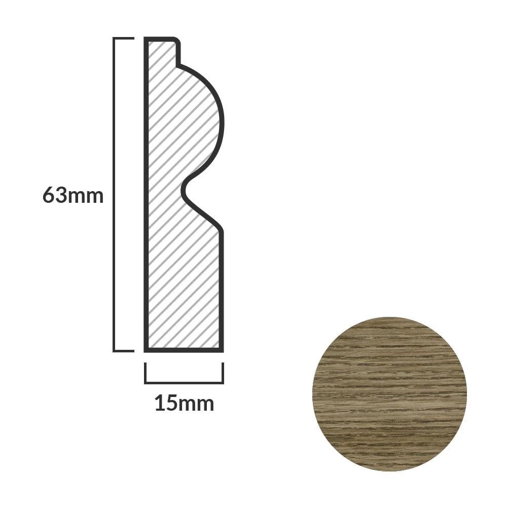 Medium Oak - 2.4m Torus Laminate Skirting Board - Image 4