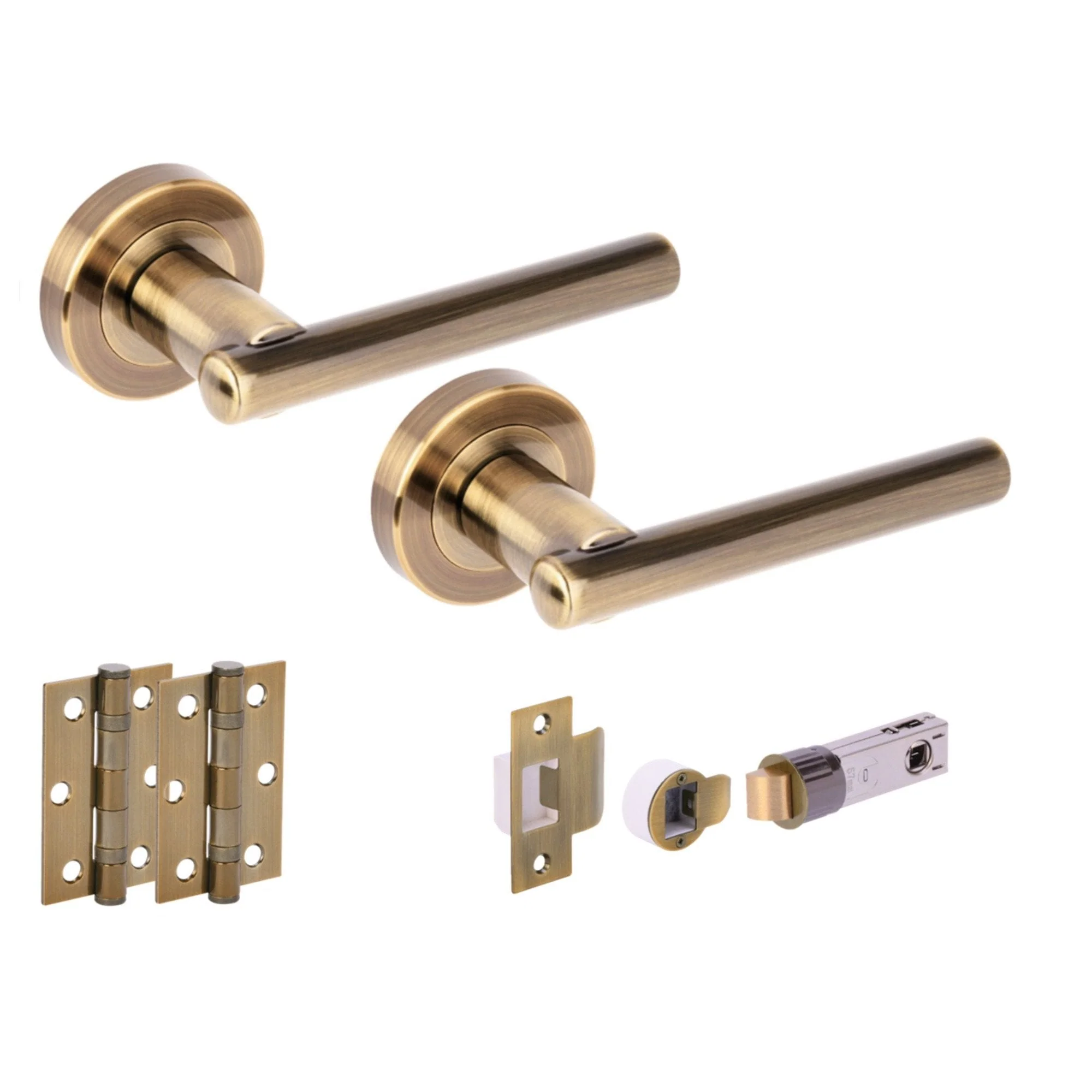 Solus Round Rose Lever Door Handle Set - Antique Bronze