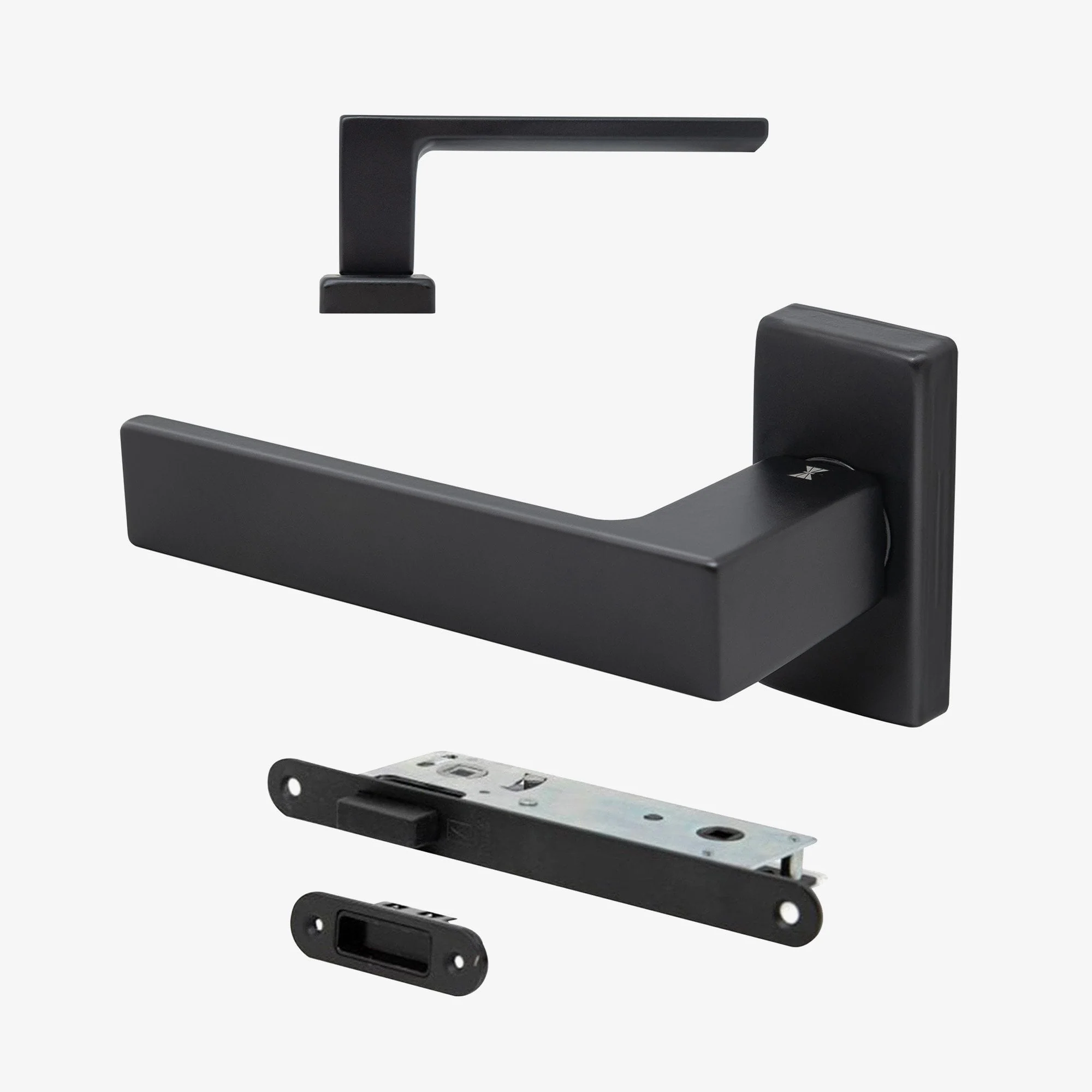 Studio Industrial Square Rose Lever Door Handle Set - Matt Black