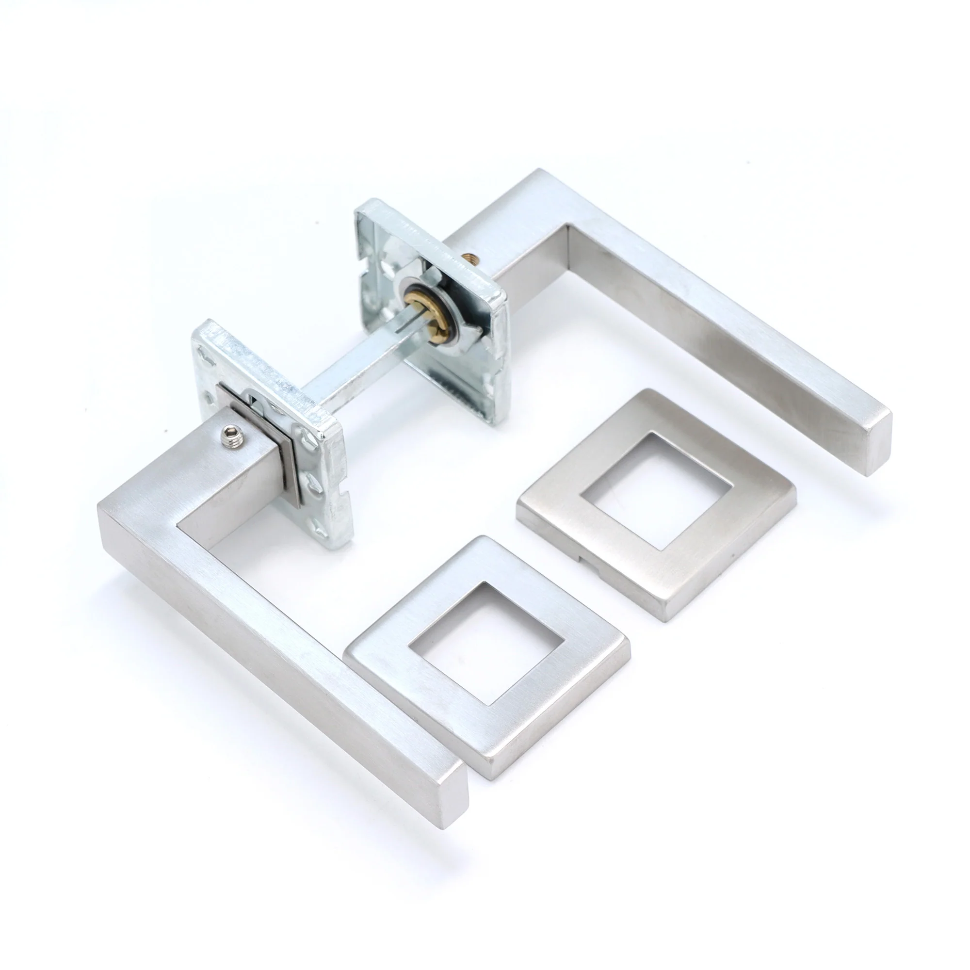 Superior Callisto Lever on Square Rose Handle Set - Satin Stainless Steel - Image 4
