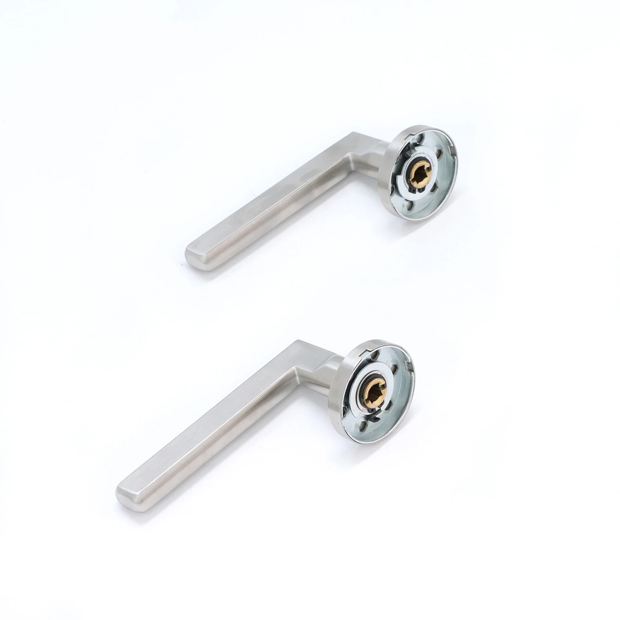 Superior Luna Lever on Round Rose Bathroom Handle Set - Satin Stainless Steel - Image 2