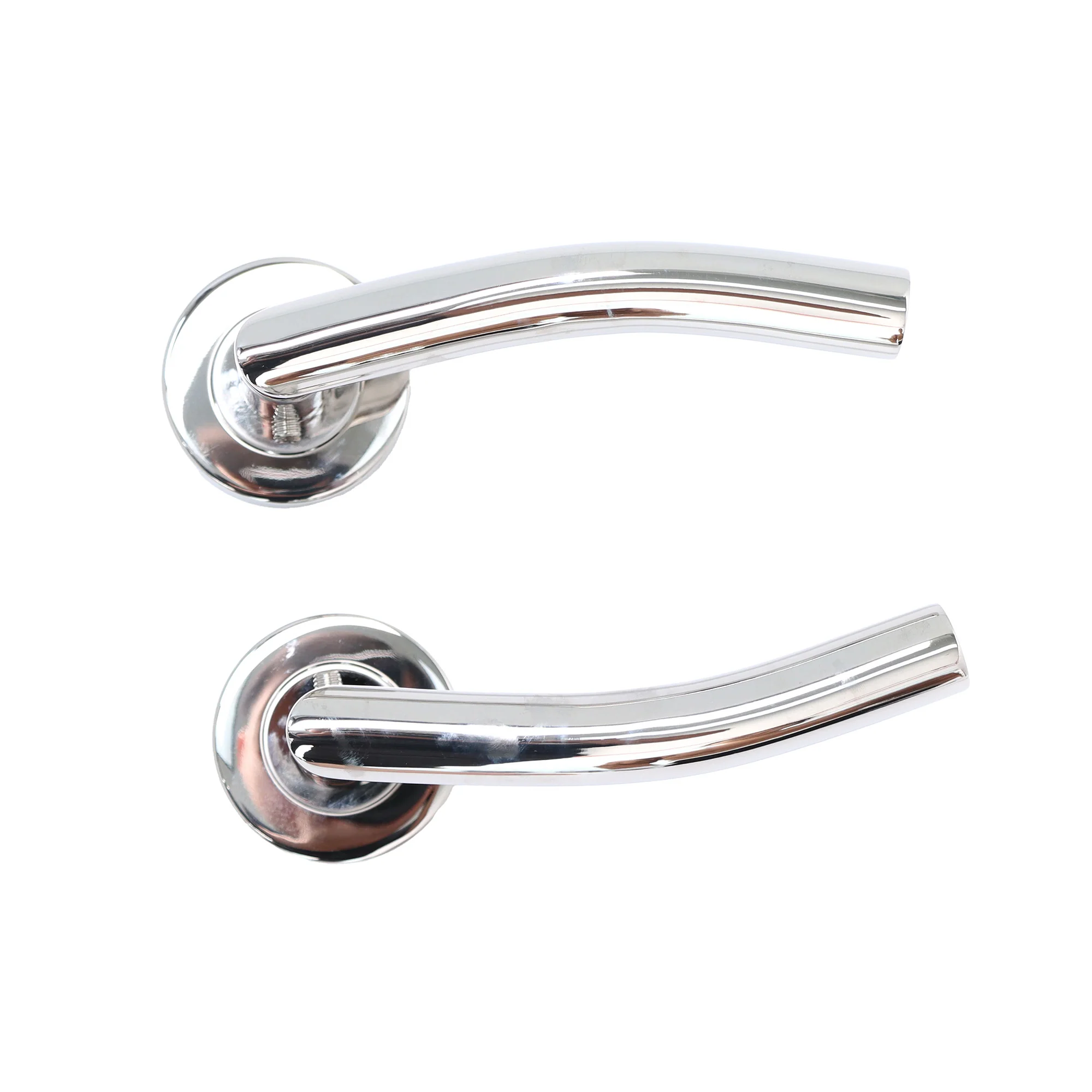 Superior Miranda Lever on Round Rose Handle Set - Polished Stainless Steel