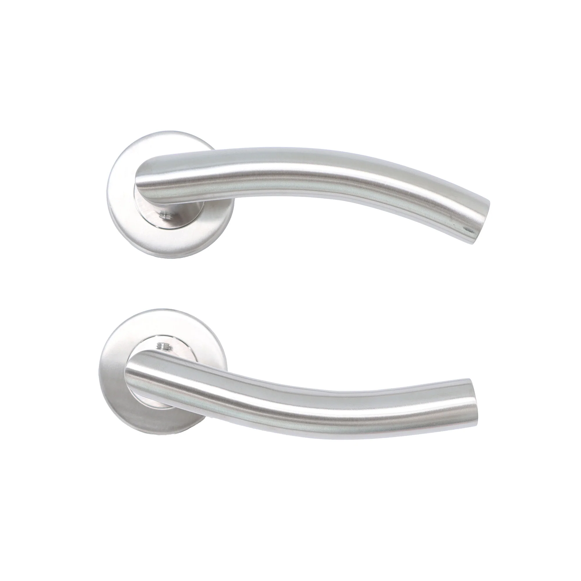 Superior Miranda Lever on Round Rose Handle Set - Satin Stainless Steel