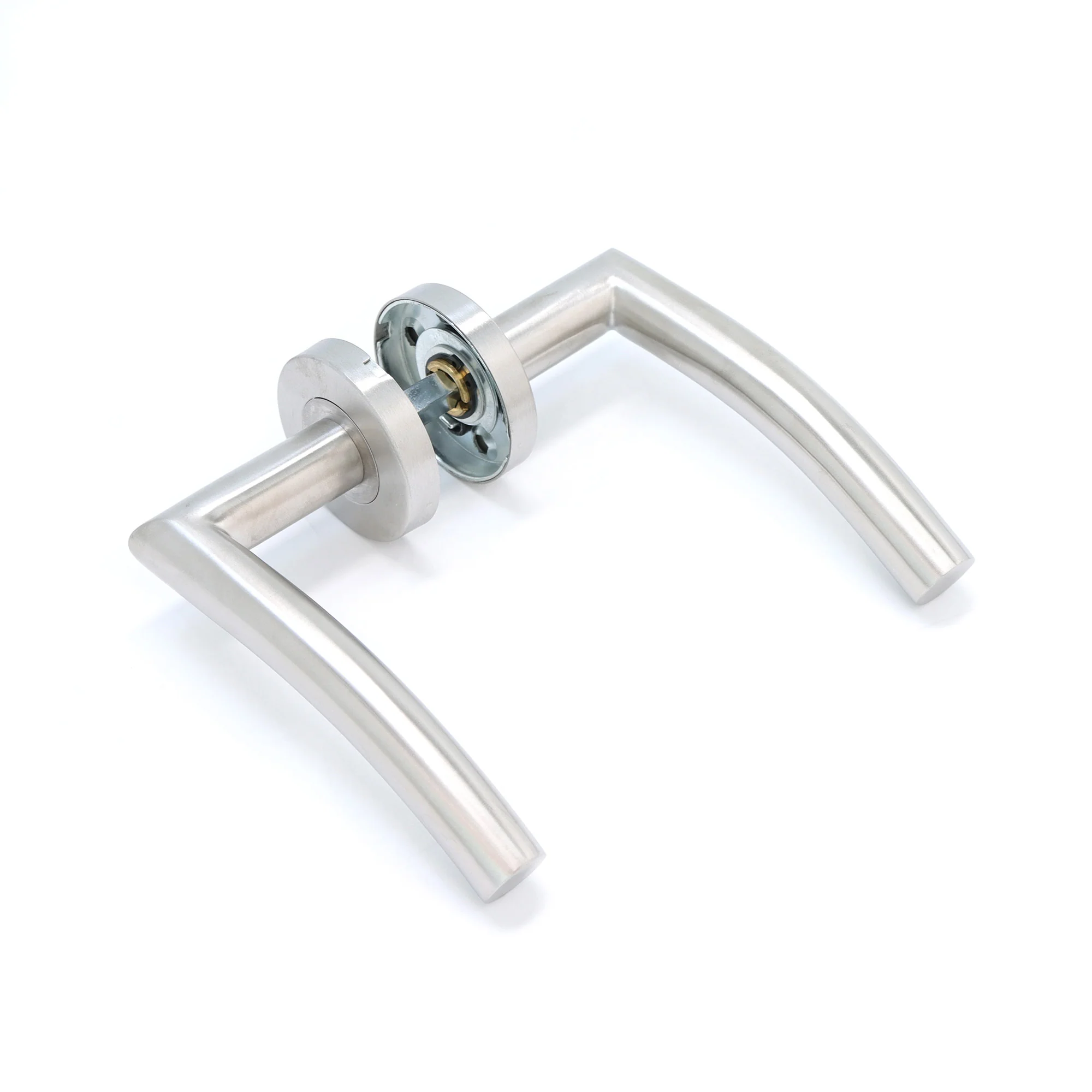 Superior Miranda Lever on Round Rose Handle Set - Satin Stainless Steel - Image 2