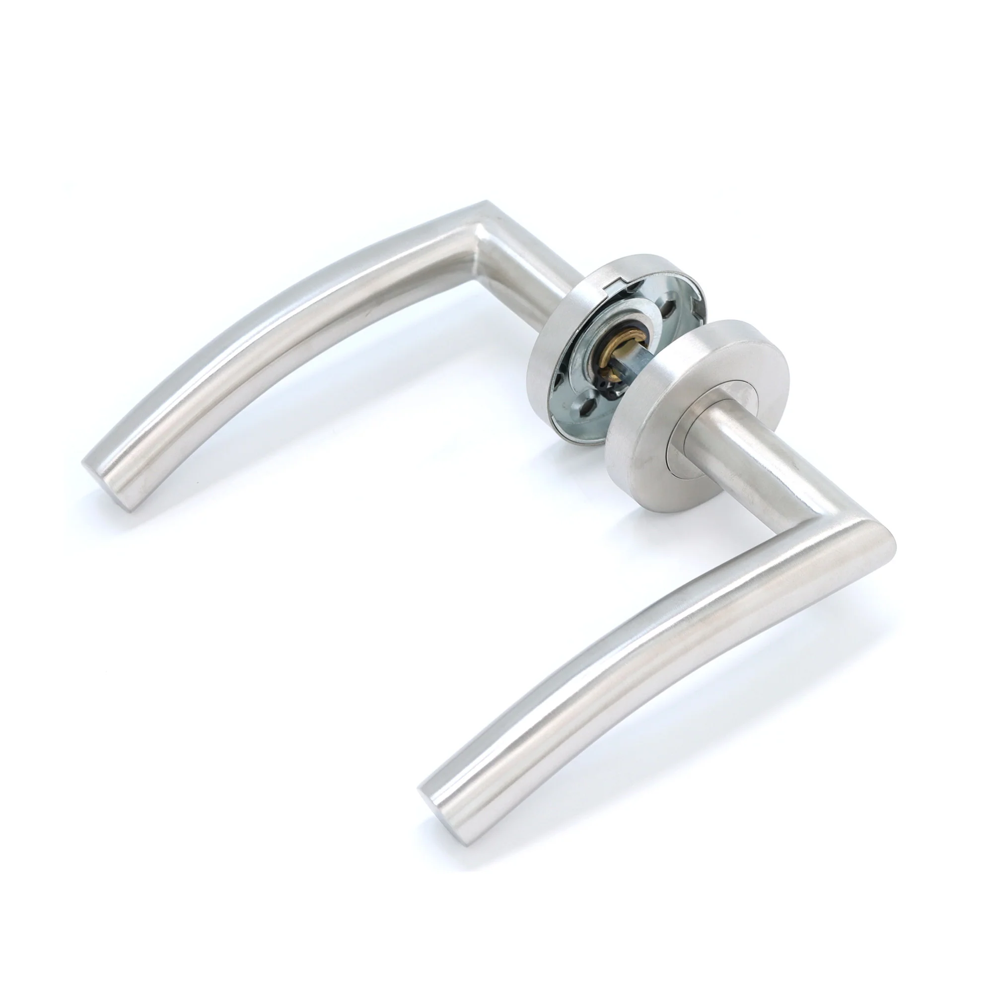 Superior Miranda Lever on Round Rose Handle Set - Satin Stainless Steel - Image 3