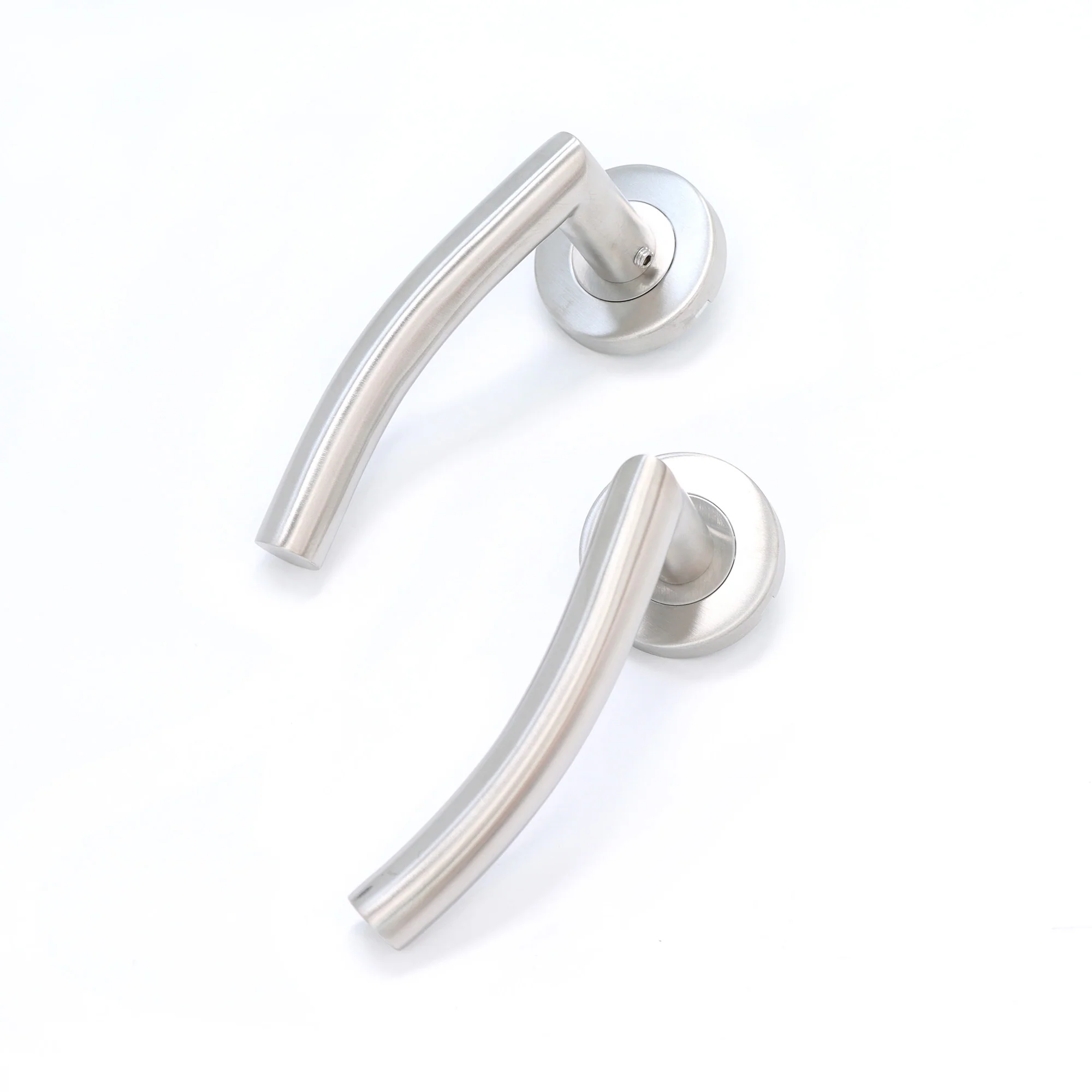 Superior Miranda Lever on Round Rose Handle Set - Satin Stainless Steel - Image 5