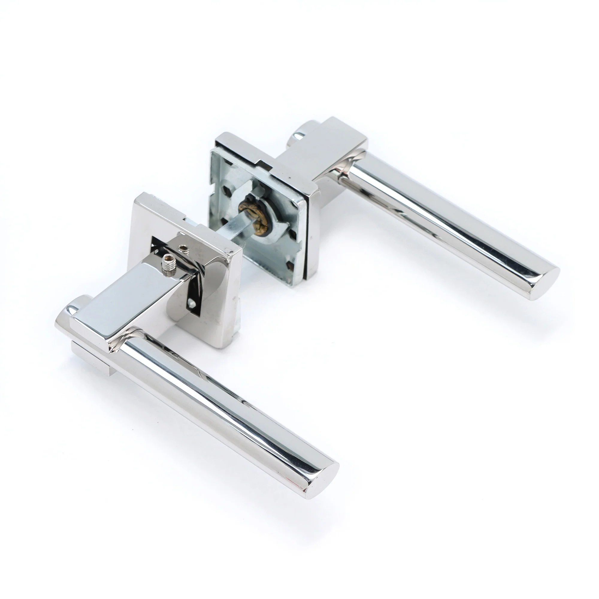 Superior Phobos Lever on Square Rose Bathroom Handle Set - Polished Stainless Steel - Image 3