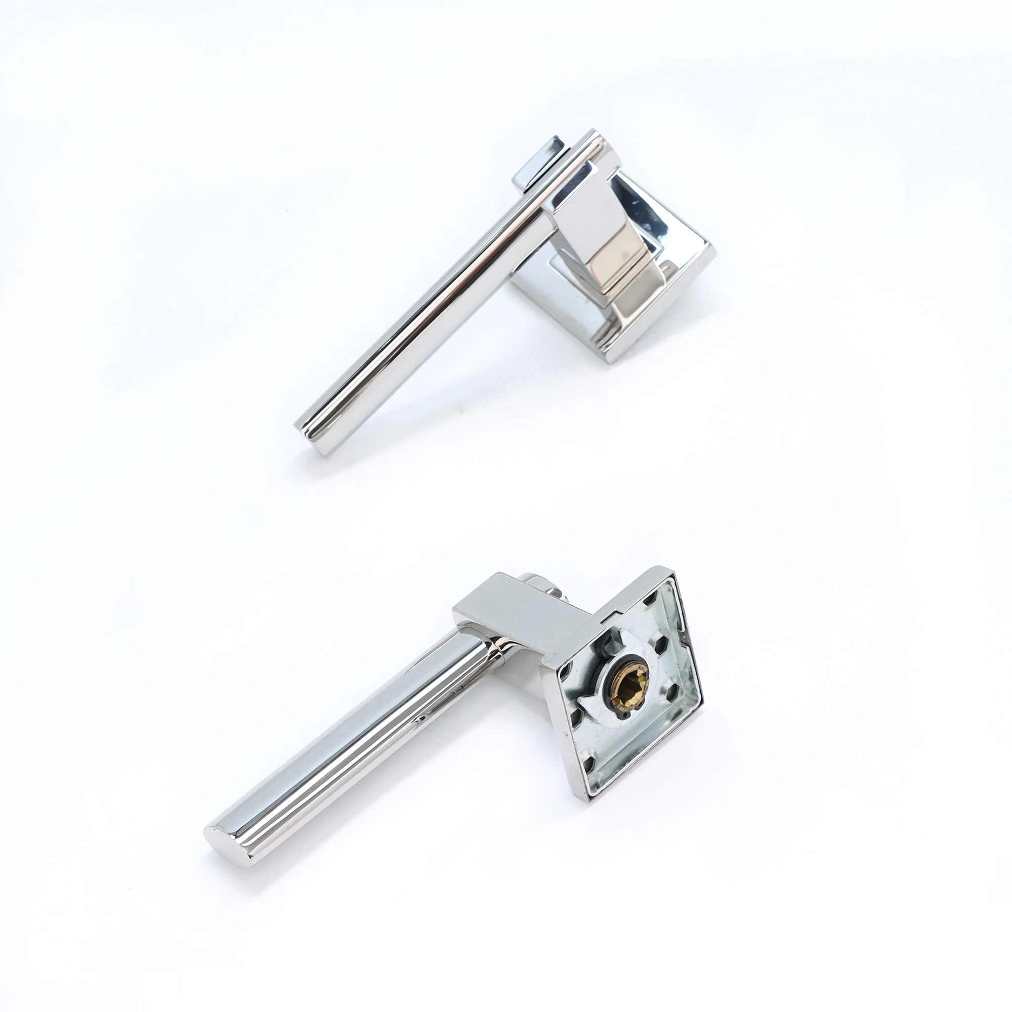 Superior Phobos Lever on Square Rose Bathroom Handle Set - Polished Stainless Steel - Image 4