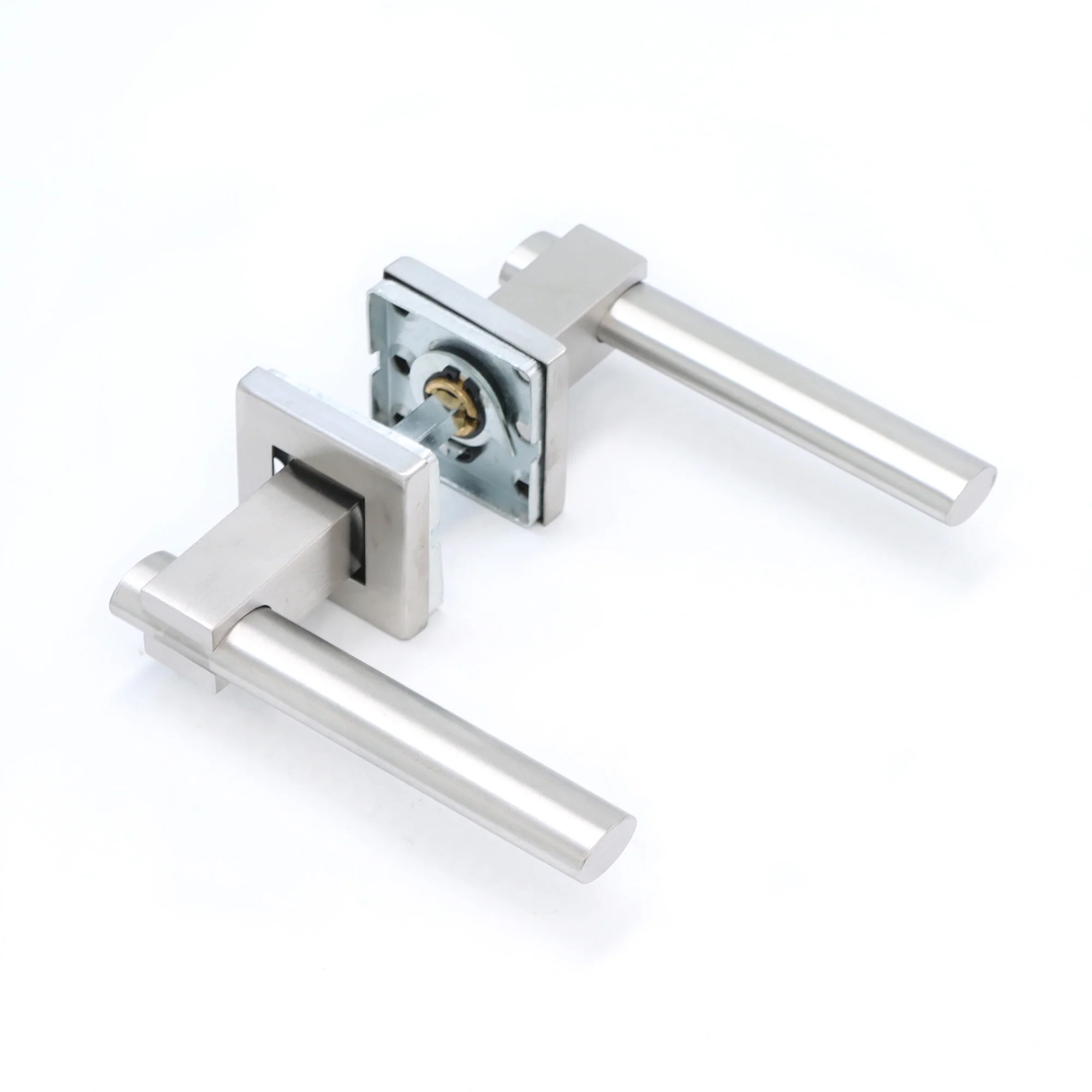 Superior Proxima Lever on Round Rose Bathroom Handle Set - Satin Stainless Steel - Image 2