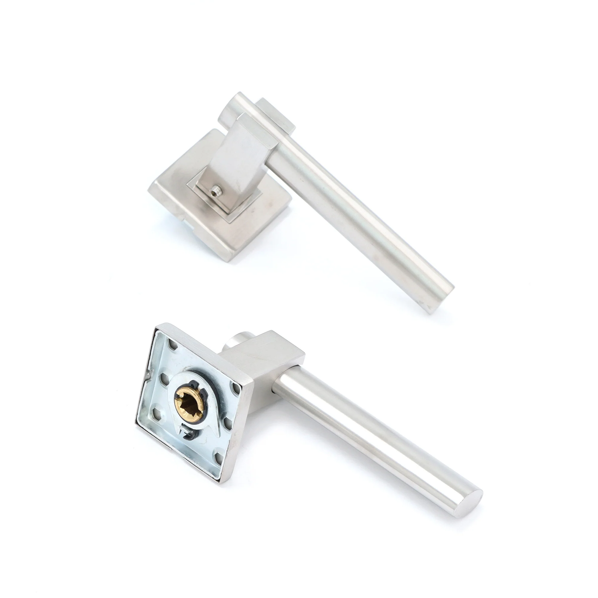 Superior Proxima Lever on Round Rose Bathroom Handle Set - Satin Stainless Steel - Image 4