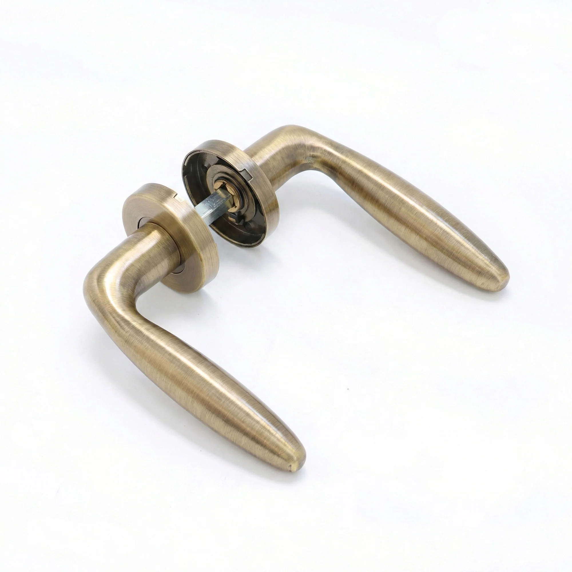 Superior Sirius Lever on Round Rose Bathroom Handle Set - Antique Brass - Image 2