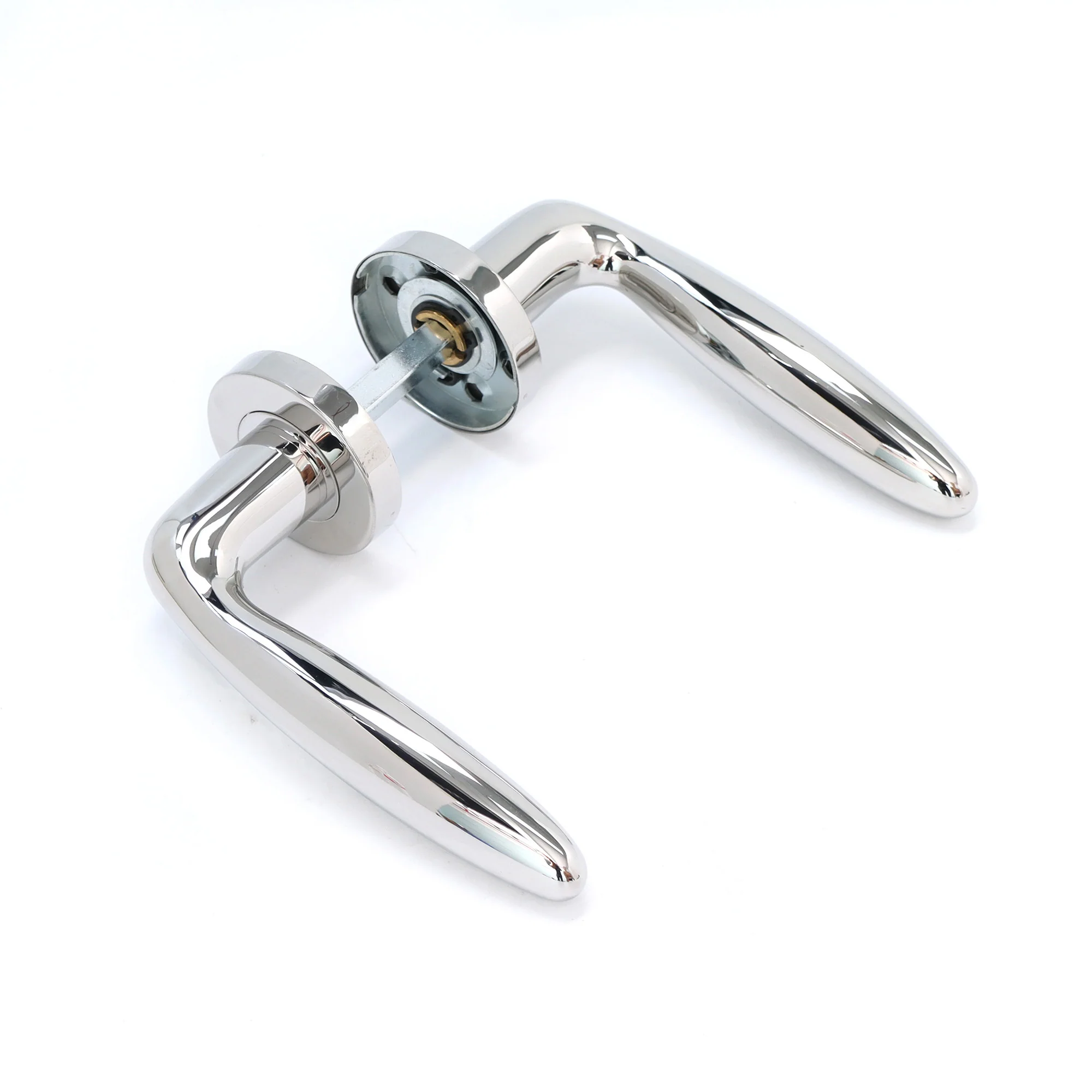Superior Sirius Lever on Round Rose Bathroom Handle Set - Polished Stainless Steel - Image 2