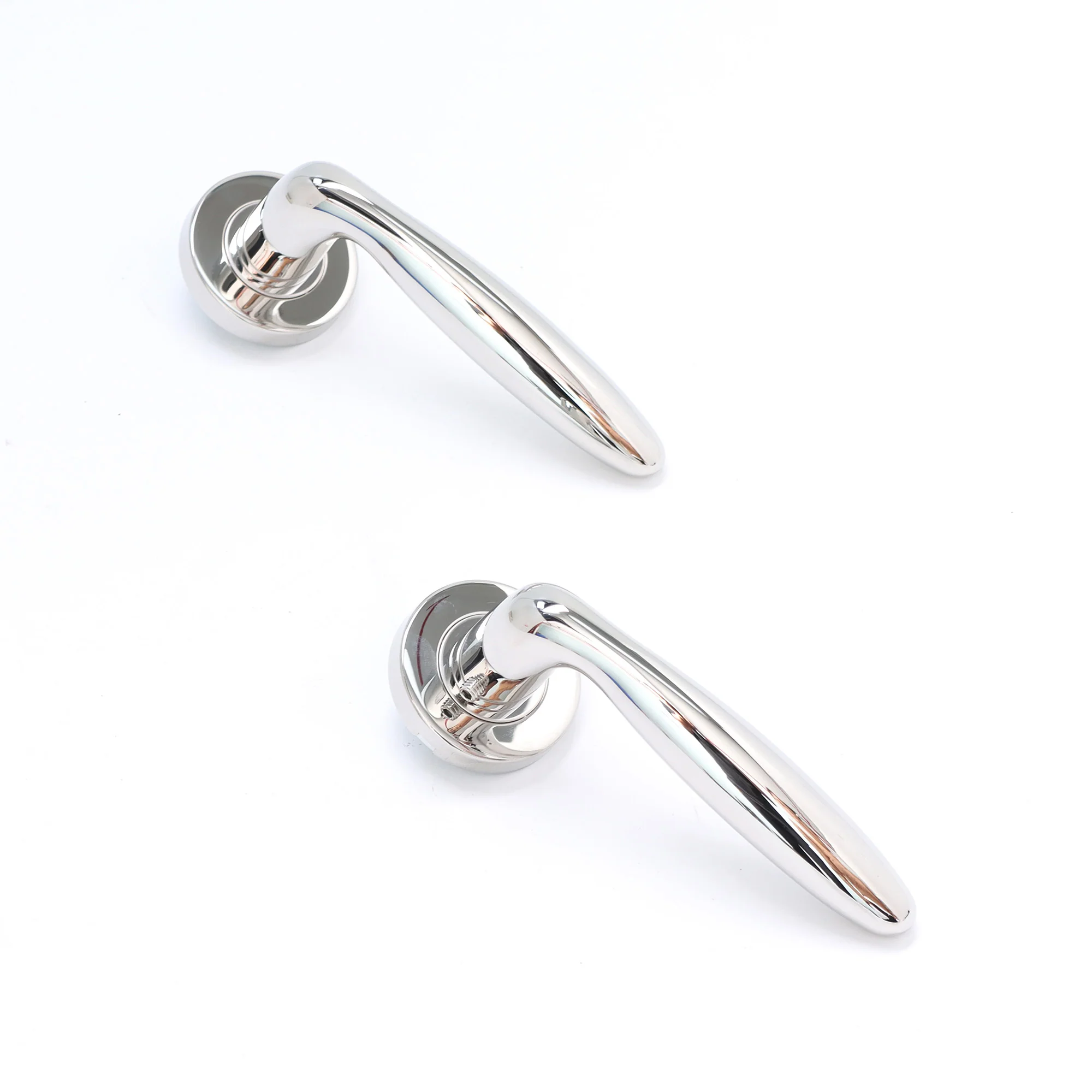 Superior Sirius Lever on Round Rose Bathroom Handle Set - Polished Stainless Steel - Image 4