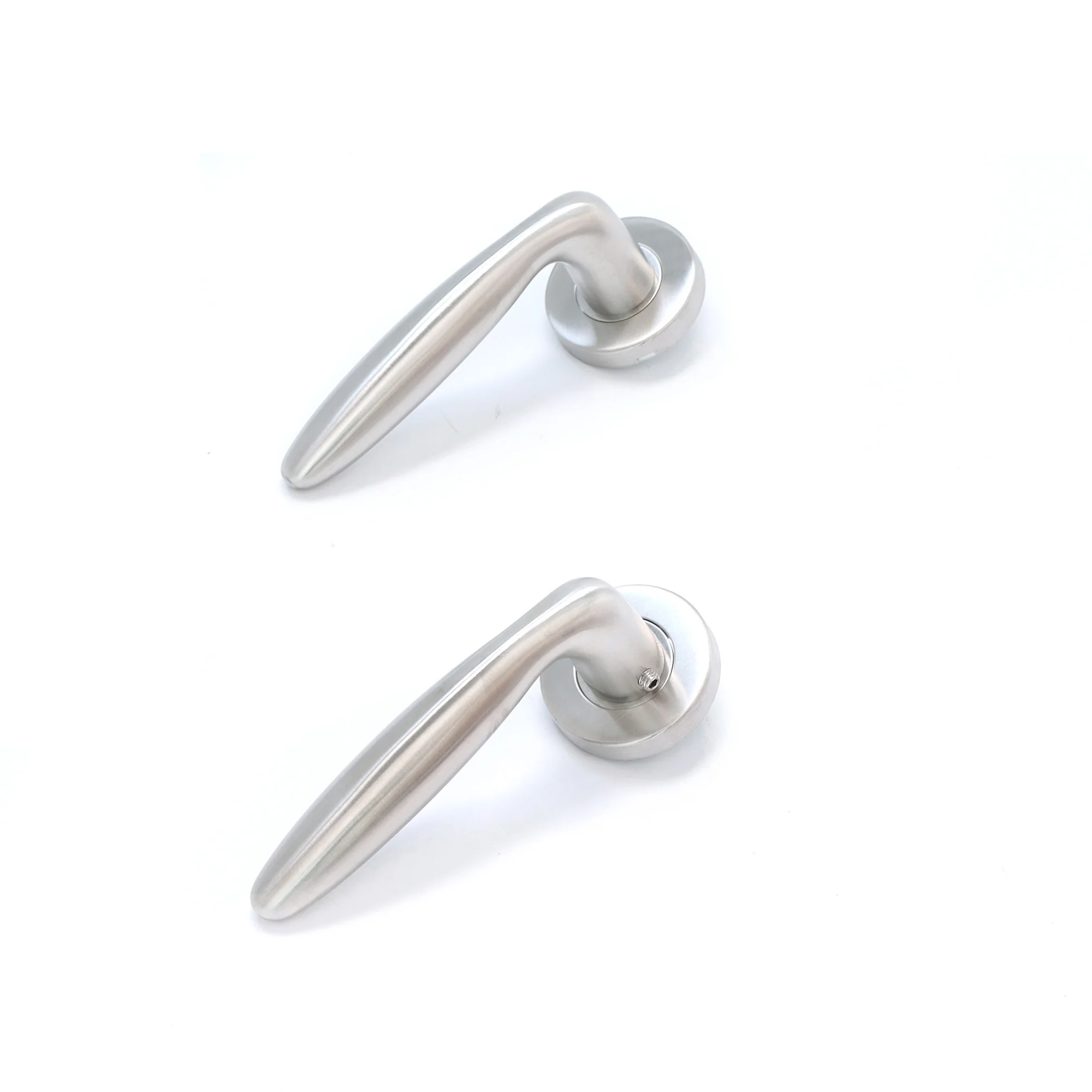 Superior Sirius Lever on Round Rose Bathroom Handle Set - Satin Stainless Steel - Image 4