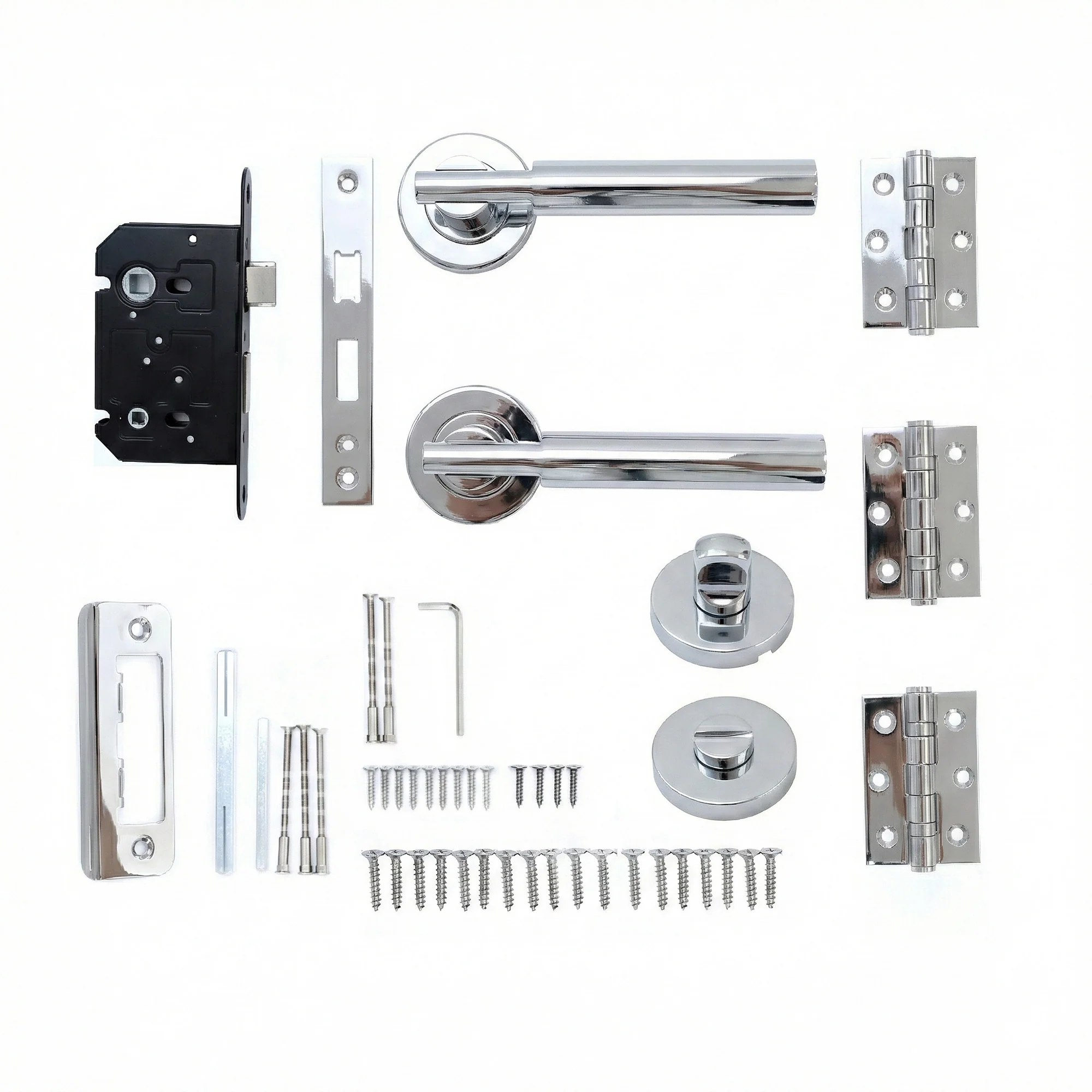 Superior Titan Lever on Round Rose Bathroom Handle Set - Polished Stainless Steel