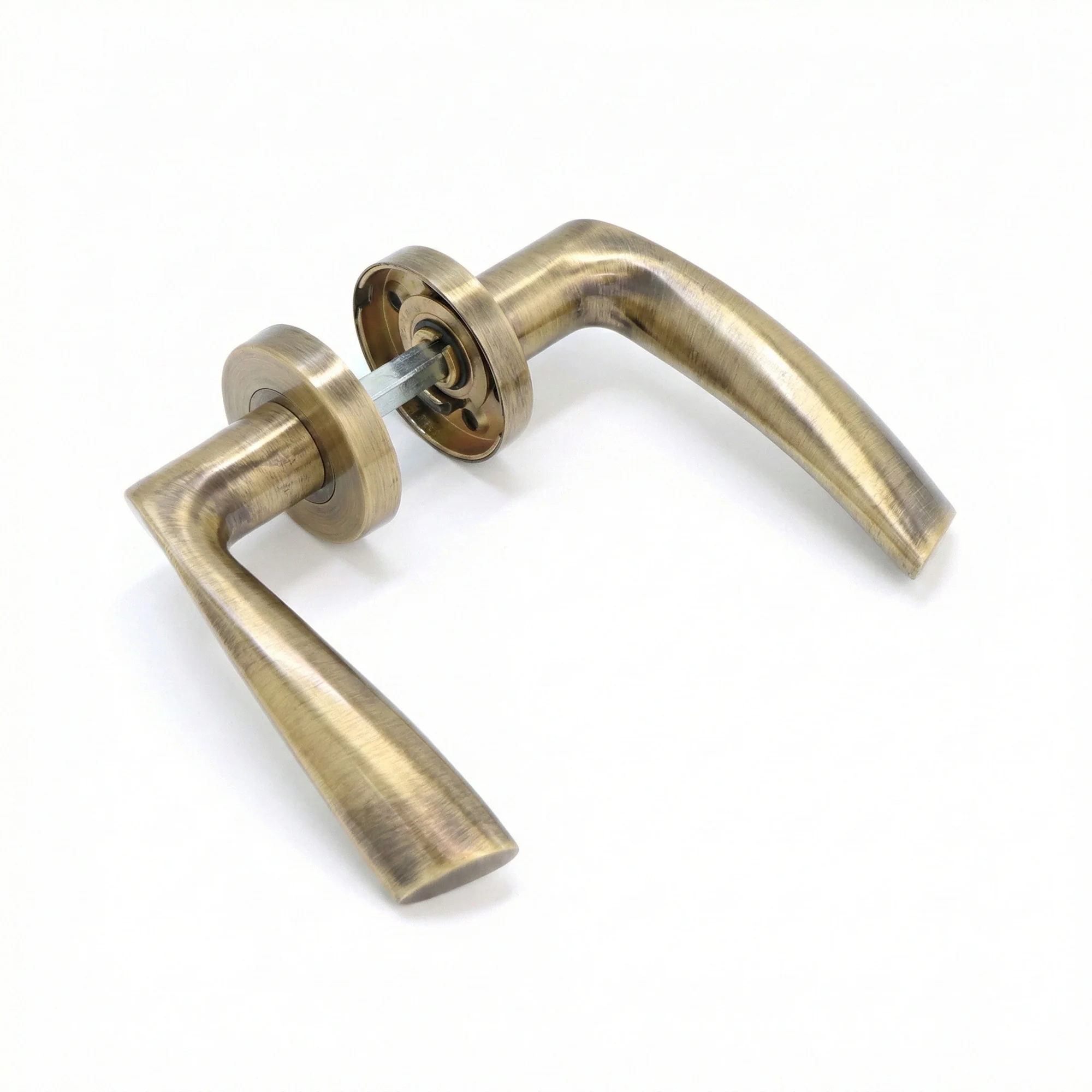 Superior Vega Lever on Round Rose Bathroom Handle Set - Antique Brass - Image 4