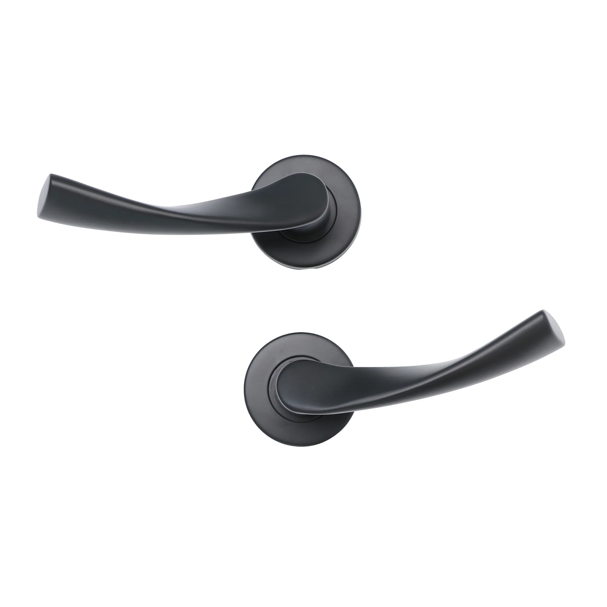 Superior Vega Lever on Round Rose Bathroom Handle Set - Matt Black - Image 5
