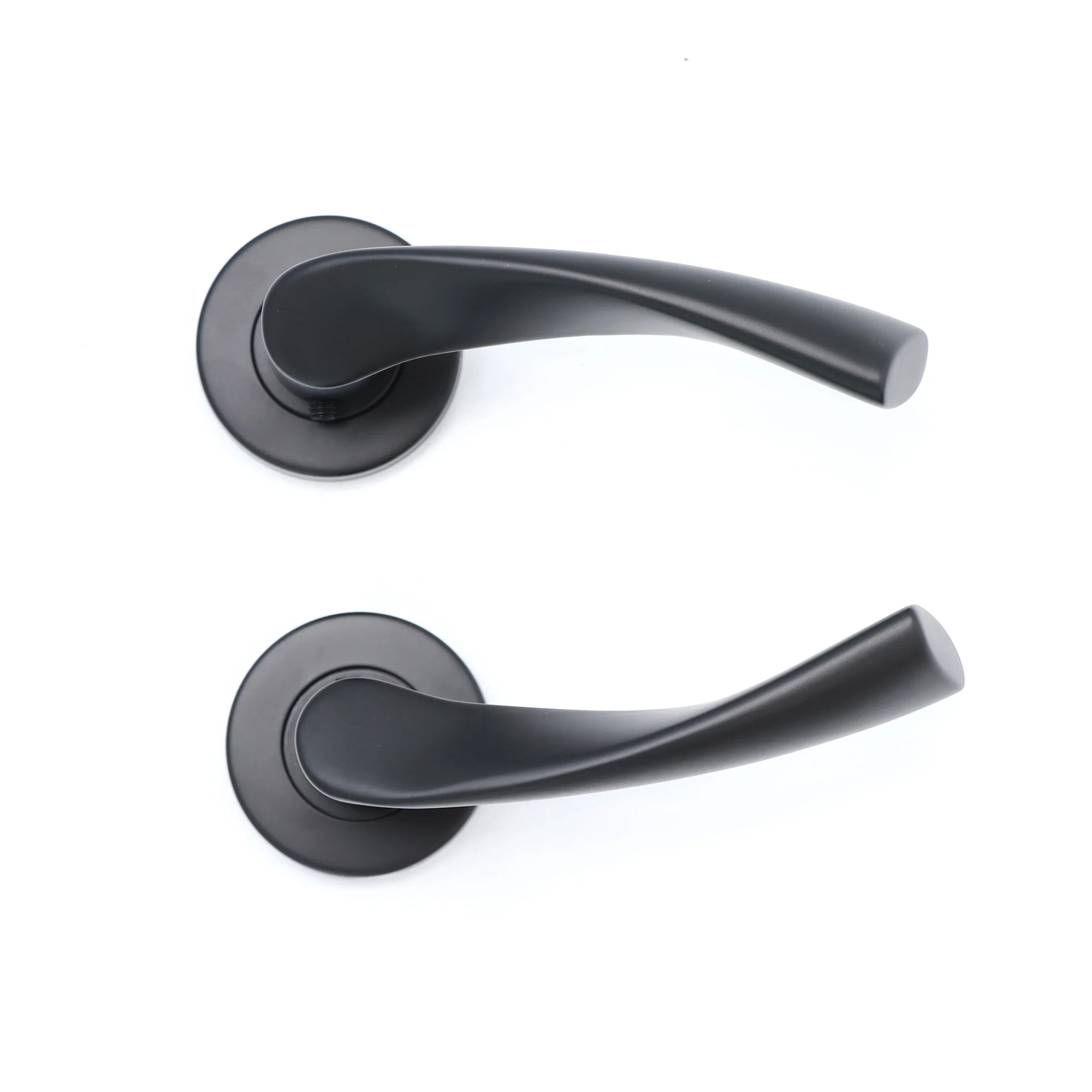Superior Vega Lever on Round Rose Bathroom Handle Set - Matt Black - Image 6
