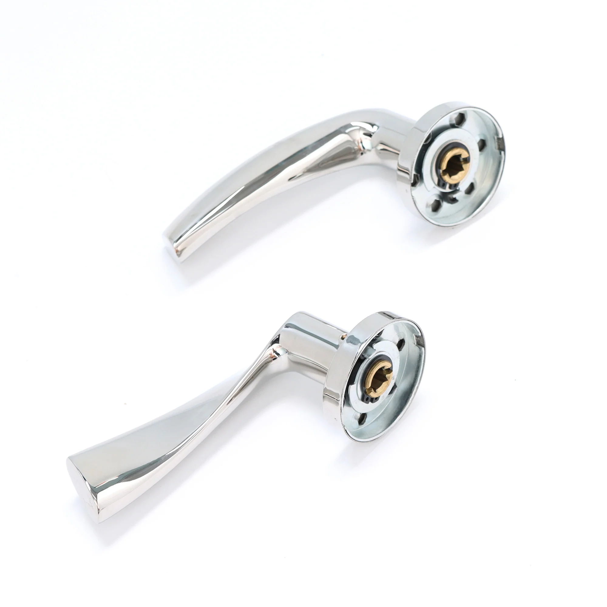Superior Vega Lever on Round Rose Bathroom Handle Set - Polished Stainless Steel - Image 3
